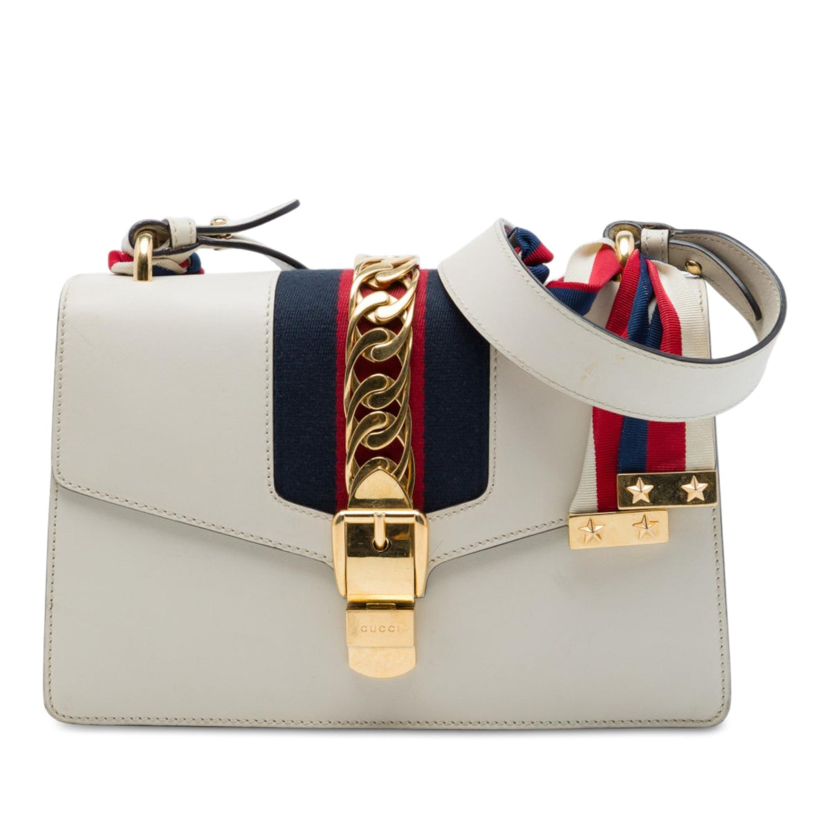 Gucci Small Calfskin Web Sylvie Satchel