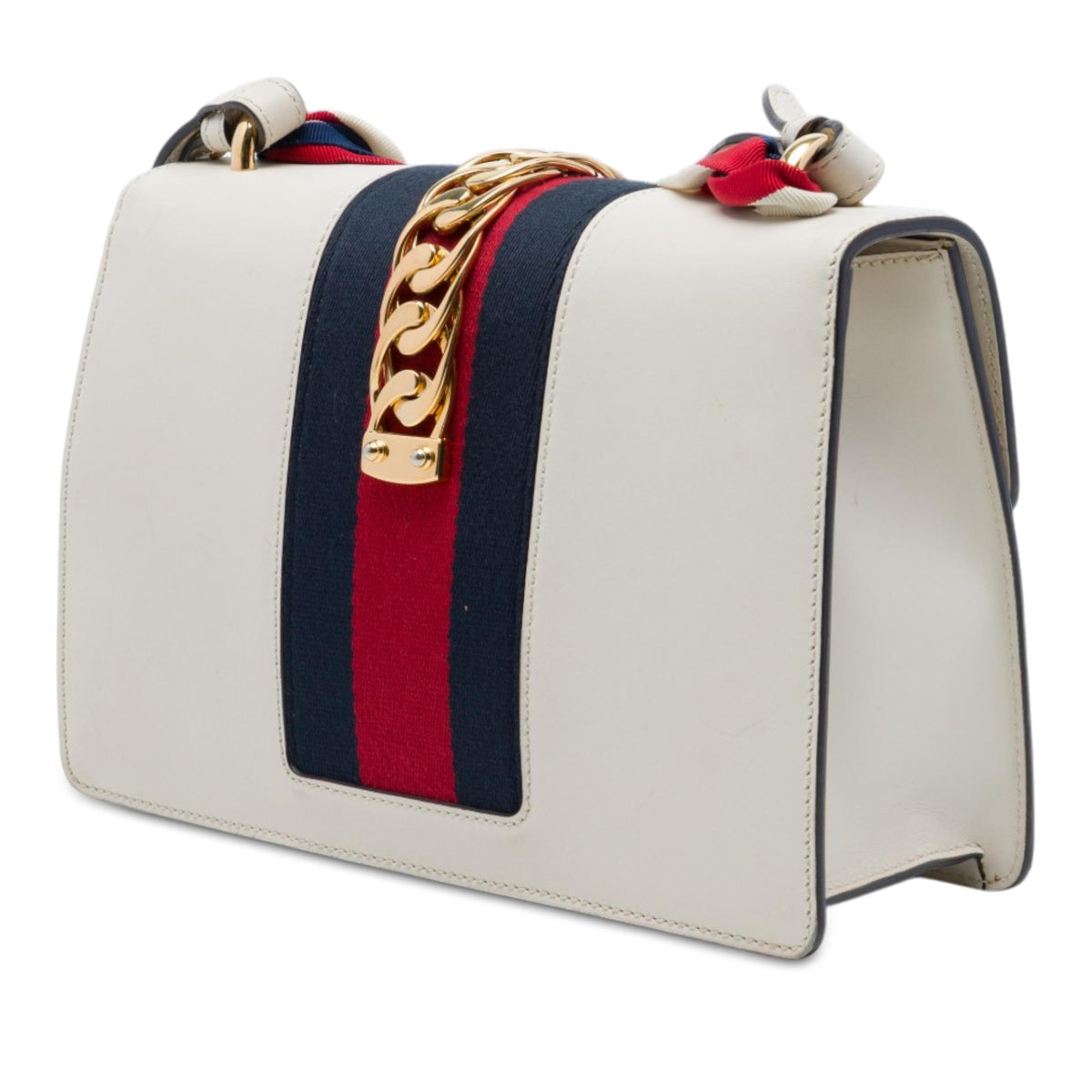 Gucci Small Calfskin Web Sylvie Satchel