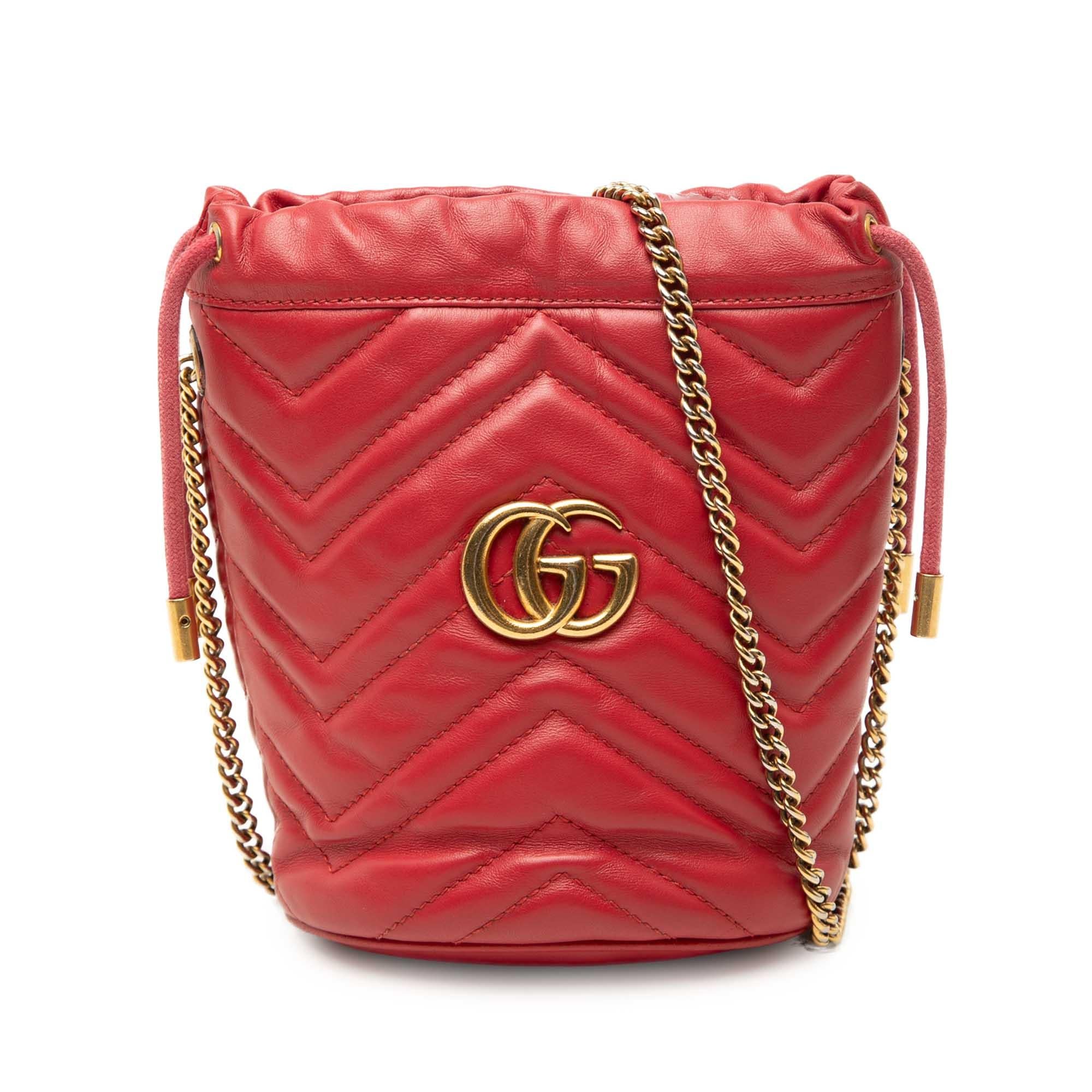 Gucci Small GG Marmont Matelasse Calfskin Bucket Bag