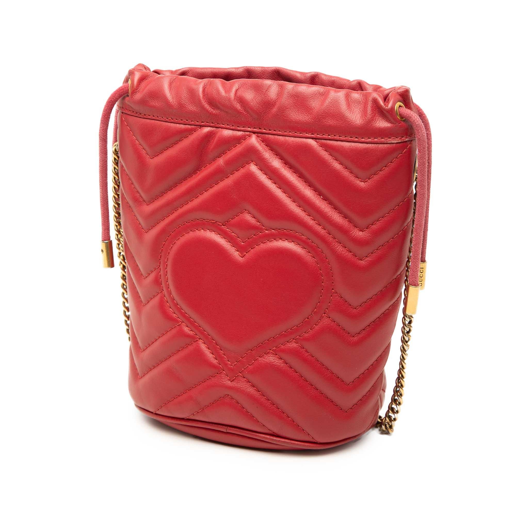 Gucci Small GG Marmont Matelasse Calfskin Bucket Bag