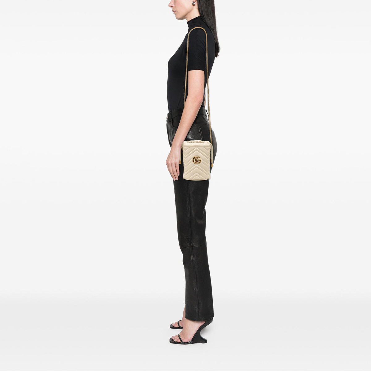Gucci Small GG Marmont Matelasse Calfskin Bucket Bag