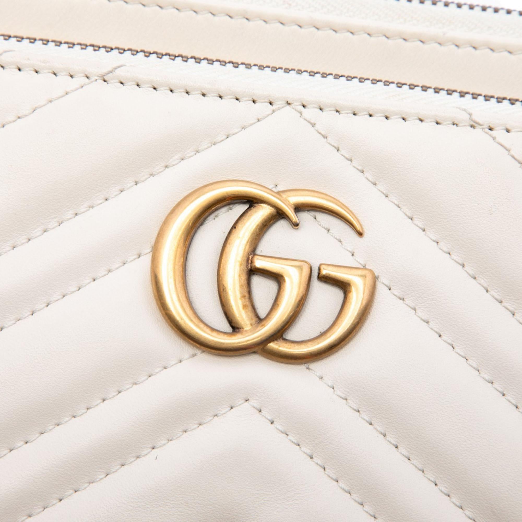 Gucci Small GG Marmont Matelasse Calfskin Double Zip Pochette Crossbody