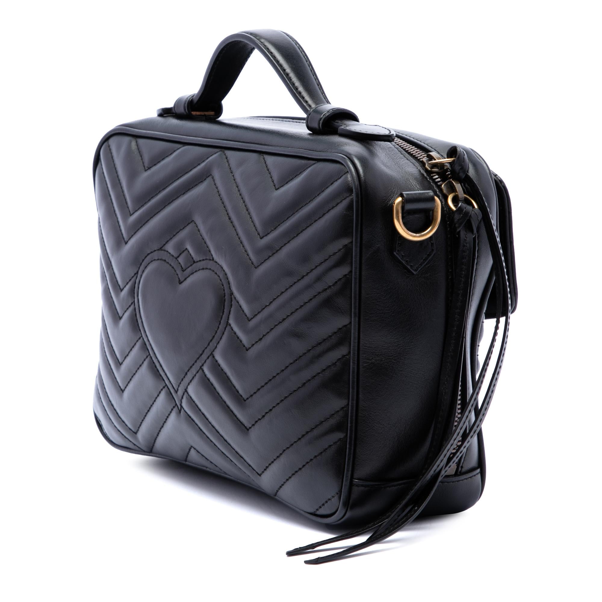 Gucci Small GG Marmont Matelasse Calfskin Sylvie Top Handle Satchel