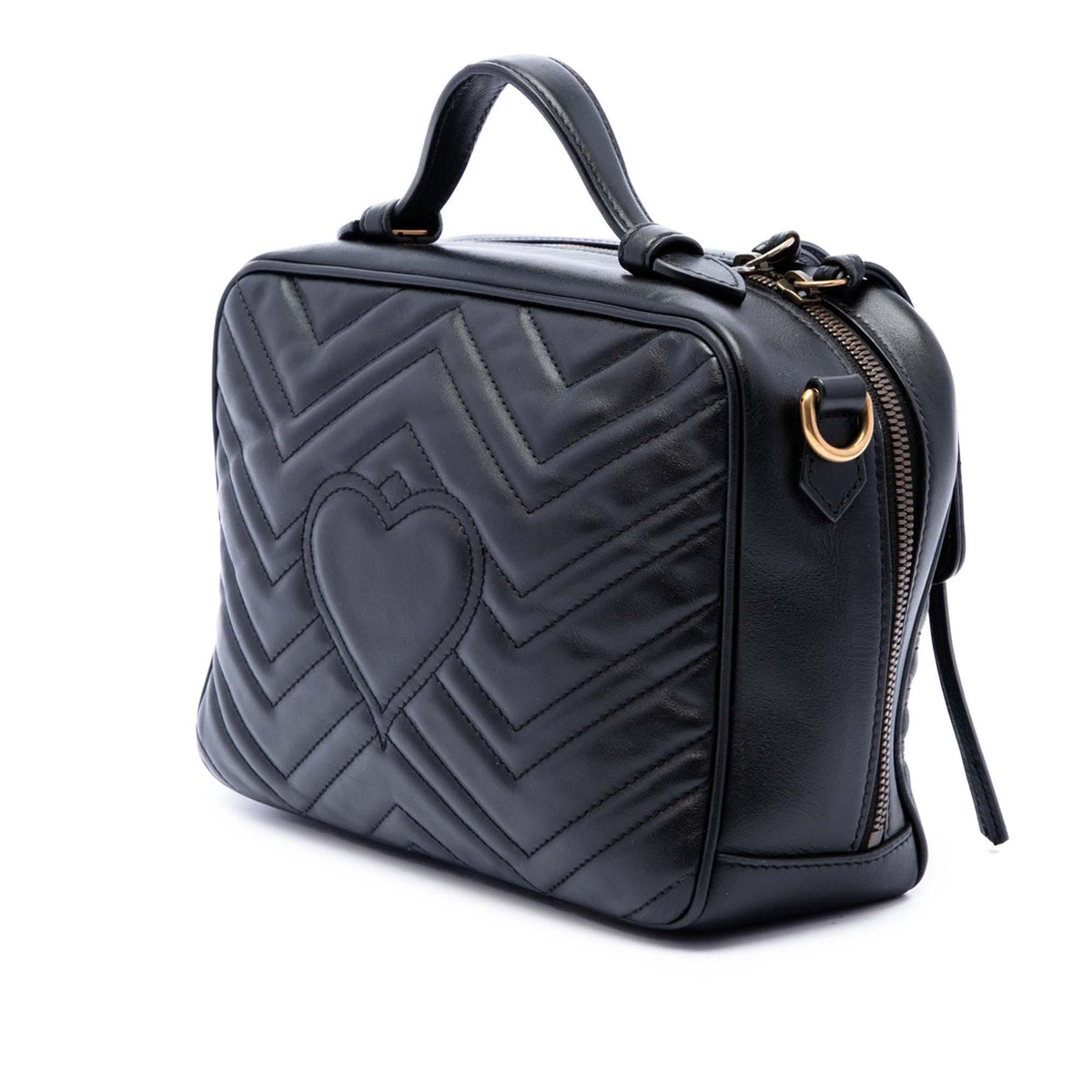 Gucci Small GG Marmont Matelasse Calfskin Top Handle Satchel