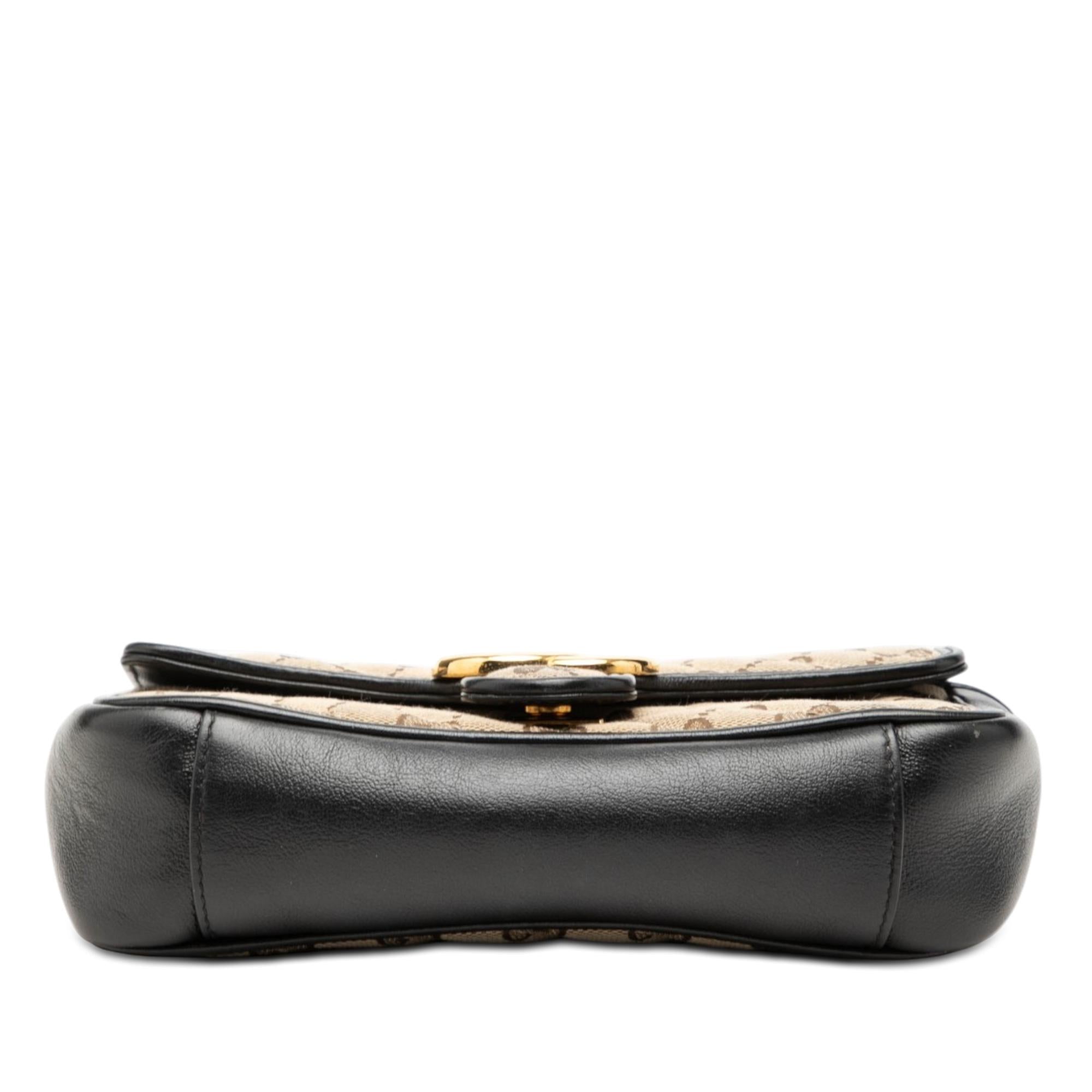 Gucci Small GG Marmont Matelasse Diagonal GG Canvas and Leather Shoulder Bag