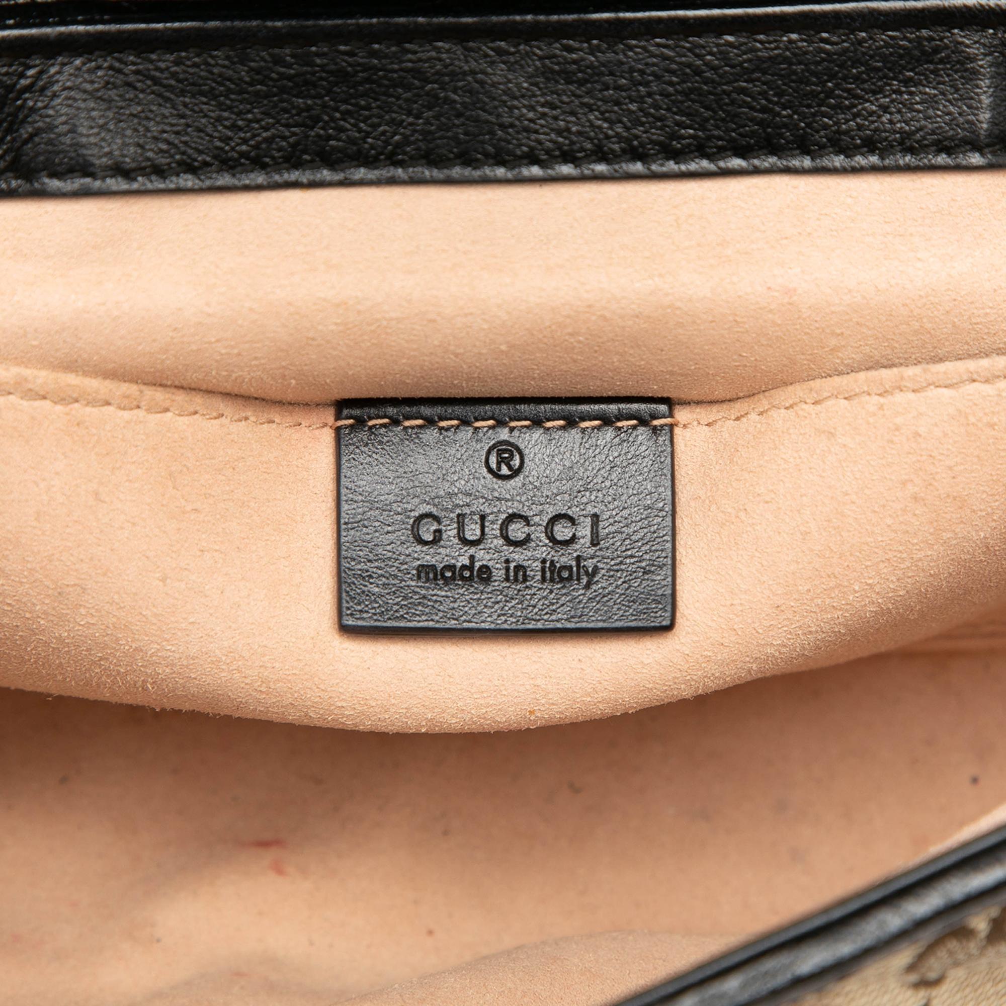 Gucci Small GG Marmont Matelasse Diagonal GG Canvas and Leather Shoulder Bag