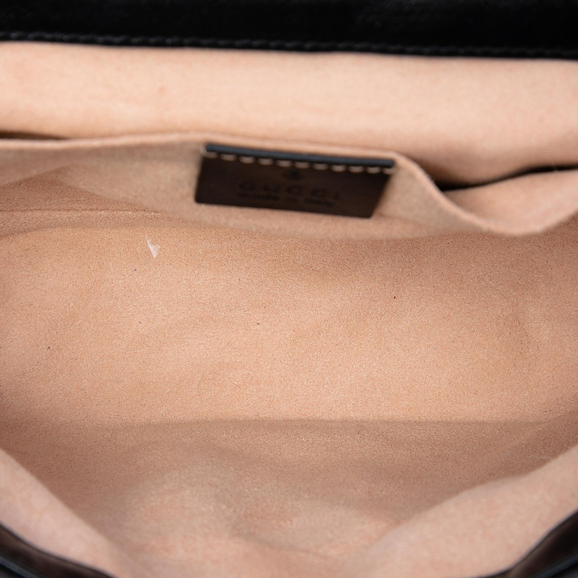 Gucci Small GG Marmont Matelasse Diagonal GG Canvas and Leather Shoulder Bag