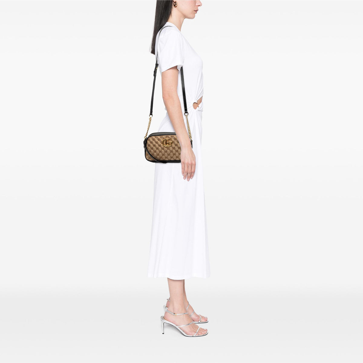 Gucci Small GG Marmont Matelasse GG Canvas and Leather Crossbody