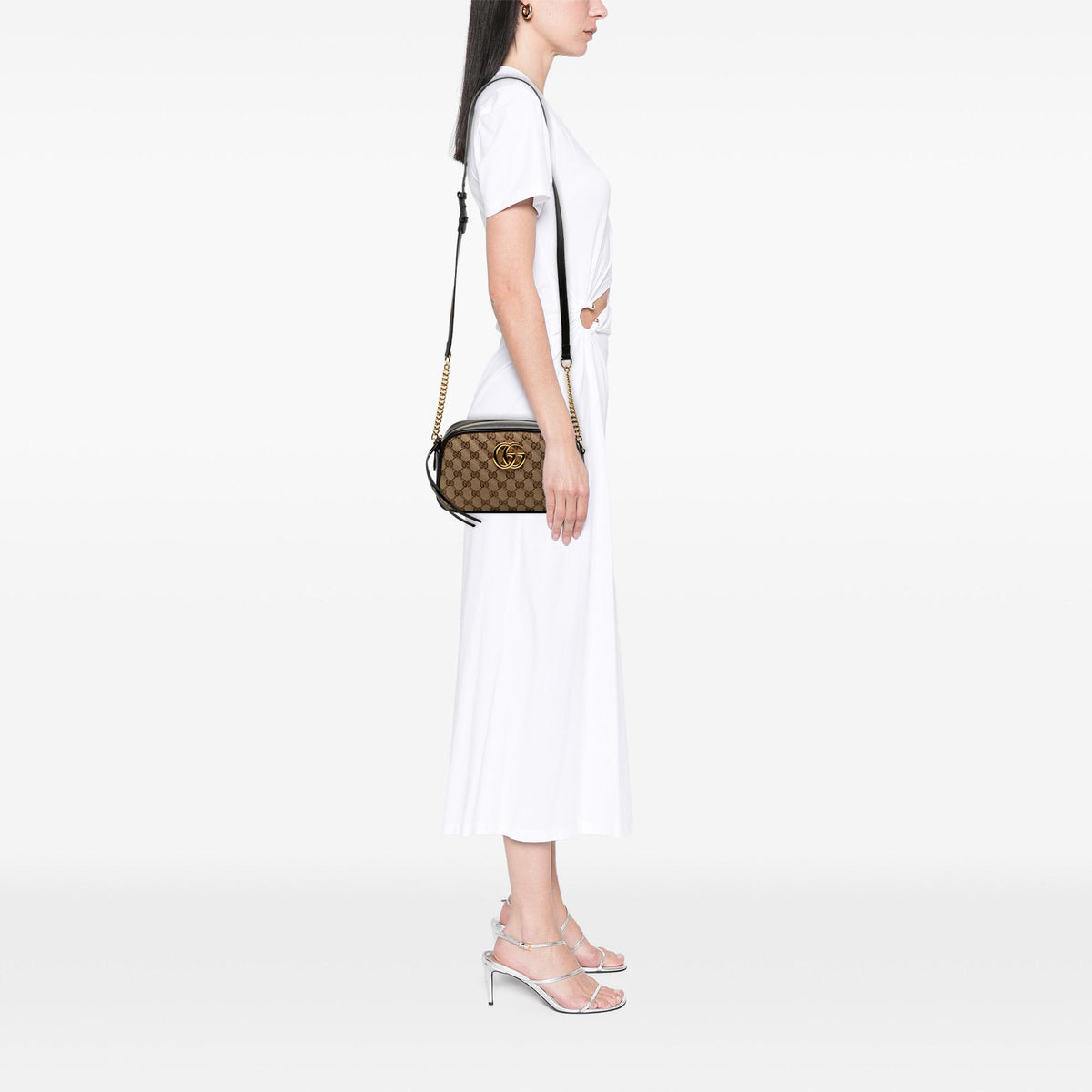 Gucci Small GG Marmont Matelasse GG Canvas and Leather Crossbody