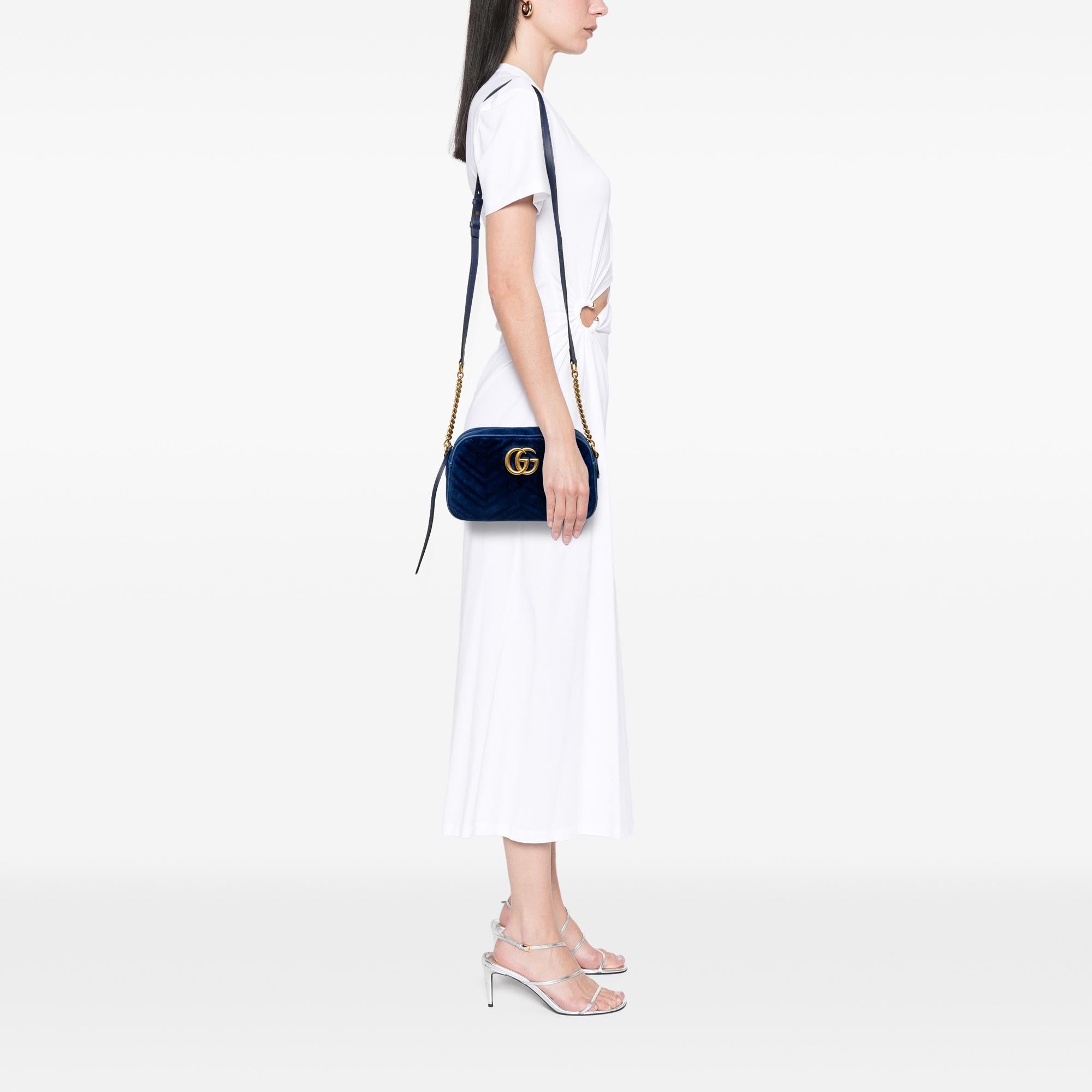 Gucci Small GG Marmont Matelasse Velvet Crossbody