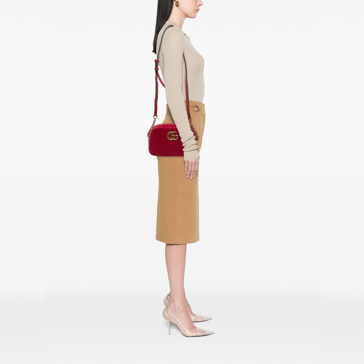 Gucci Small GG Marmont Matelasse Velvet Crossbody