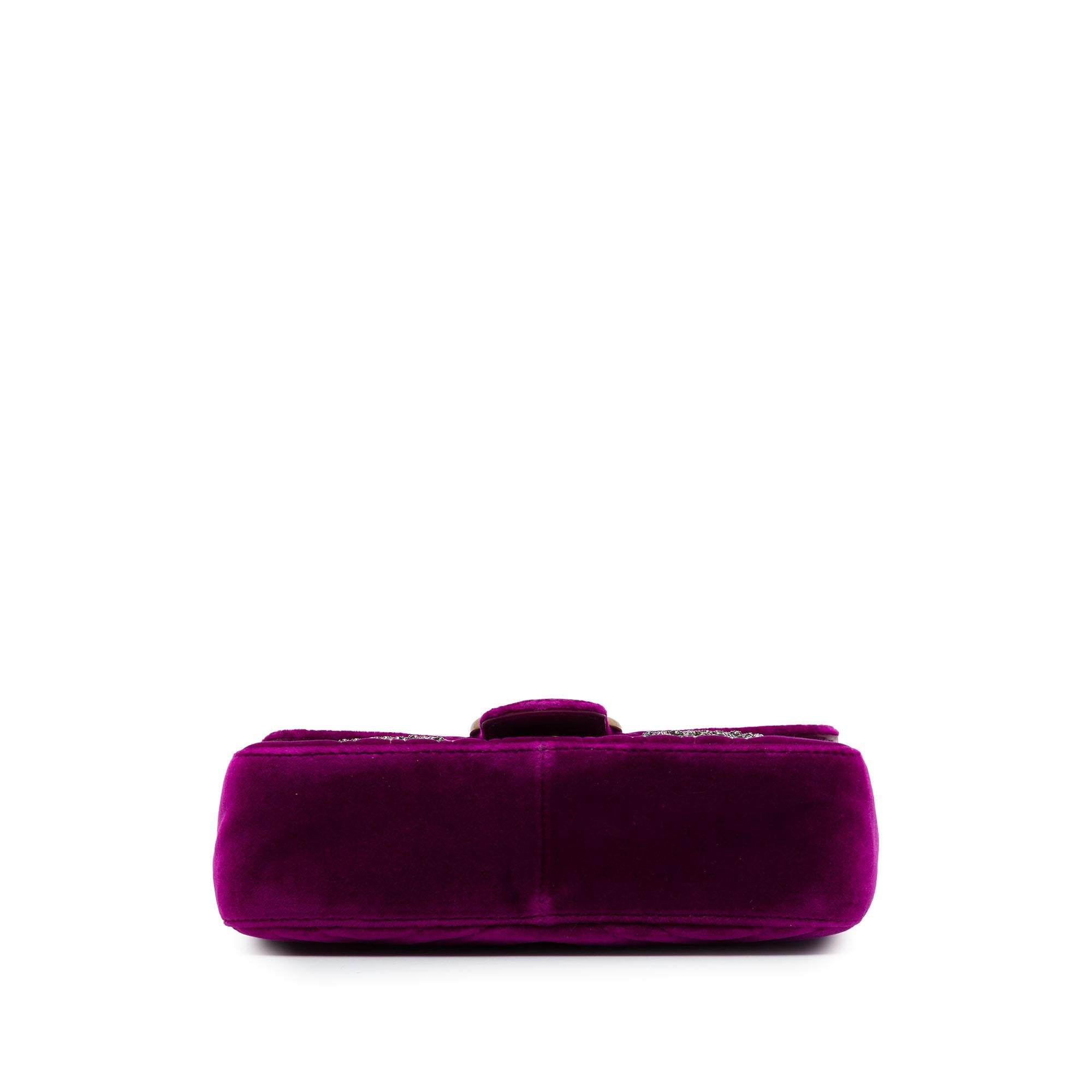 Gucci Small GG Marmont Matelasse Velvet Crystal Embellished Shoulder Bag