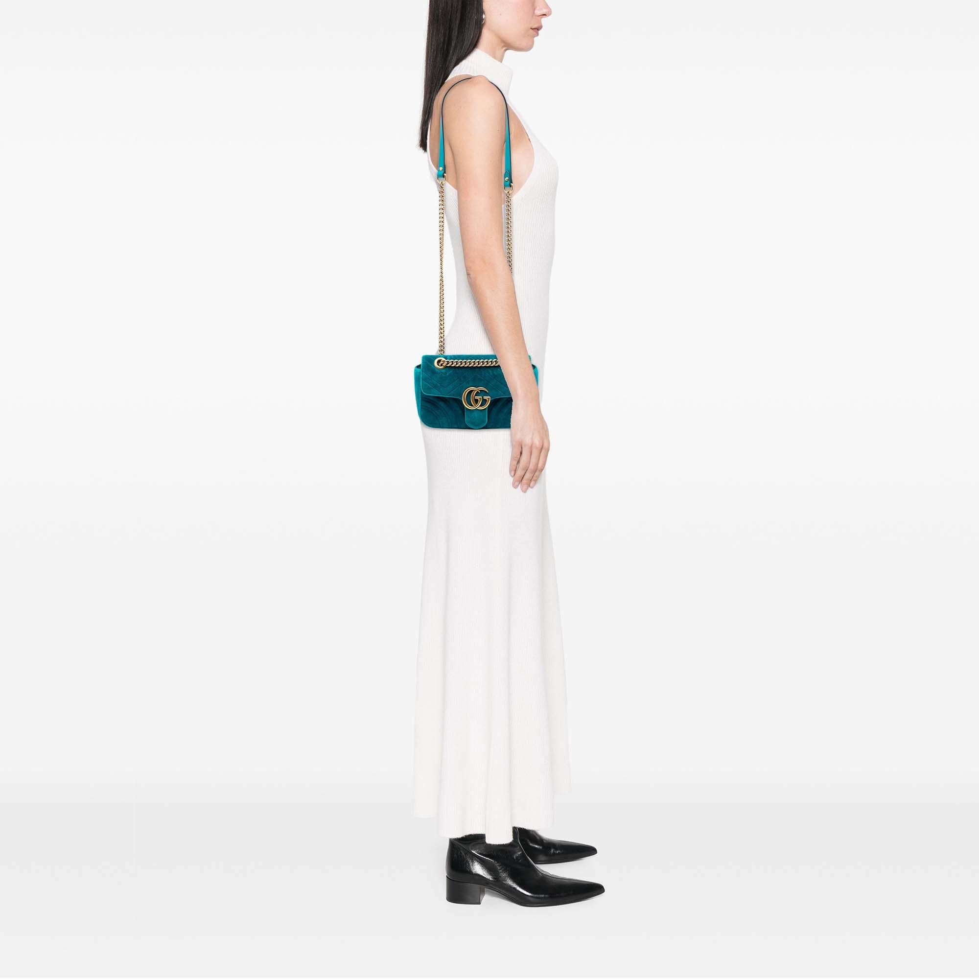 Gucci Small GG Marmont Matelasse Velvet Shoulder Bag