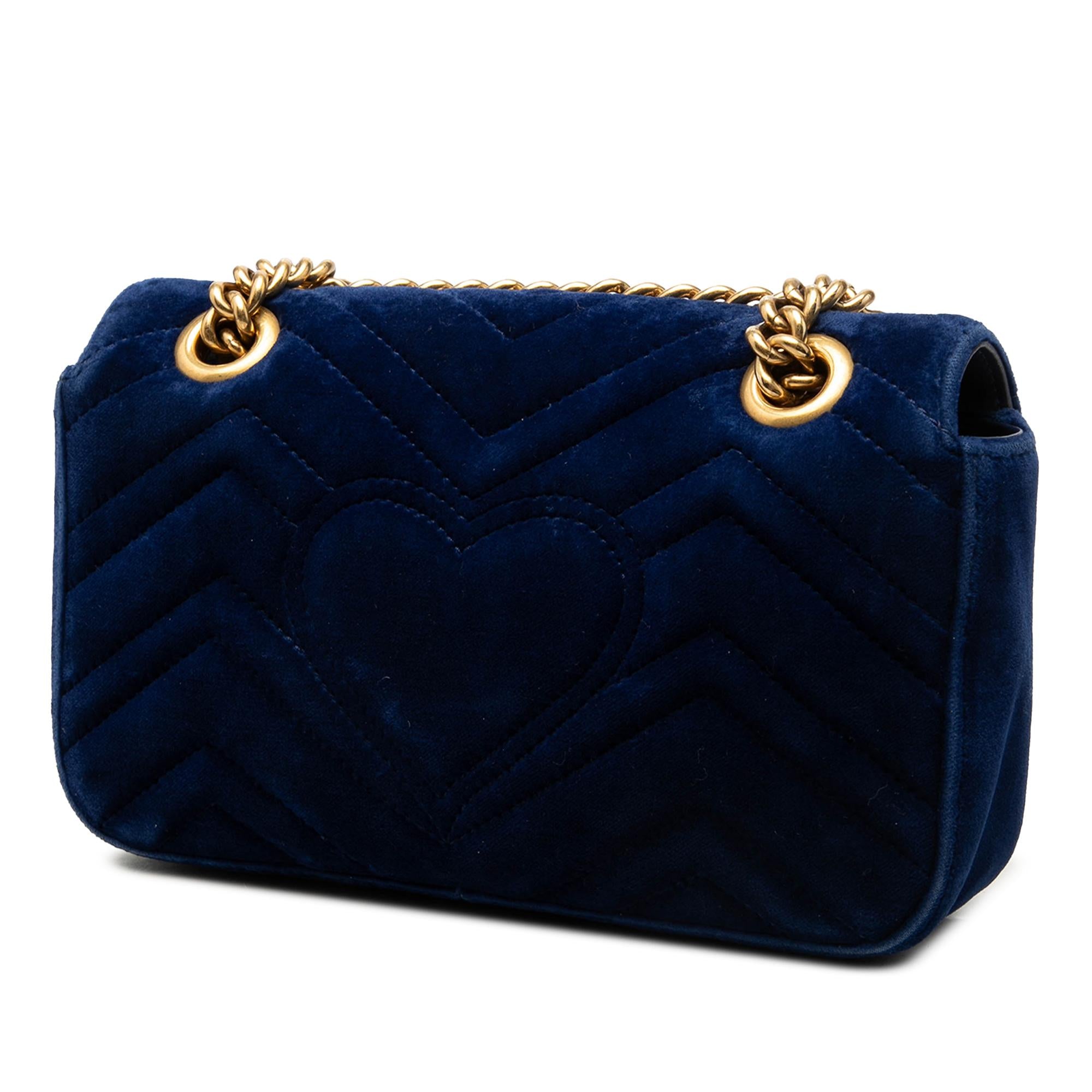 Gucci Small GG Marmont Matelasse Velvet Shoulder Bag