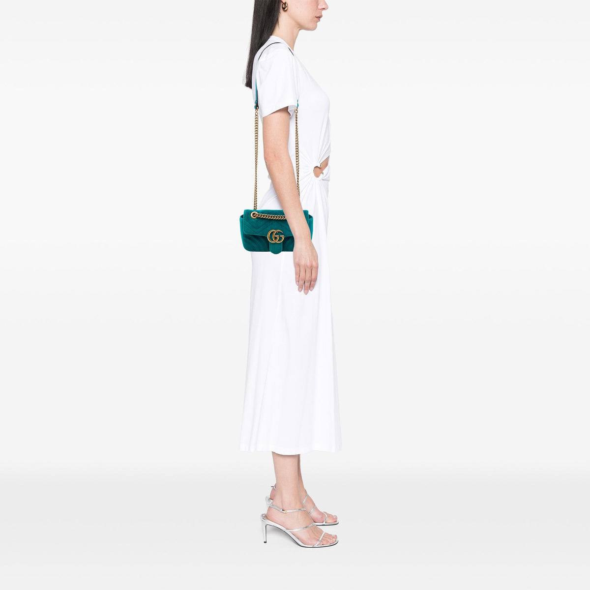Gucci Small GG Marmont Matelasse Velvet Shoulder Bag