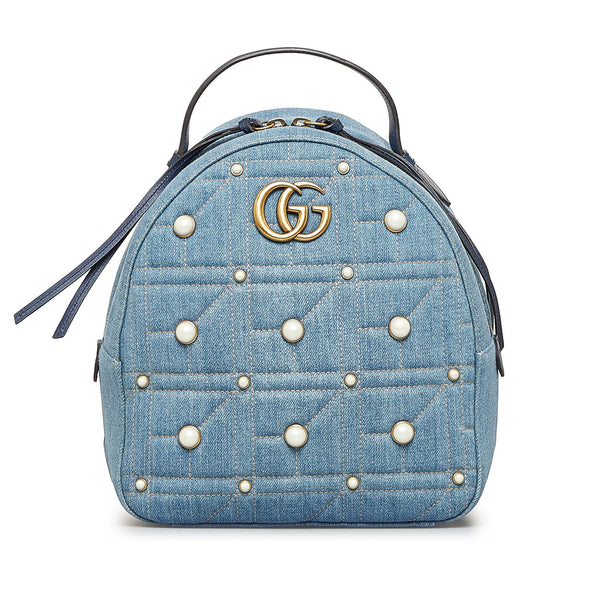 Gucci Small GG Marmont Pearl Denim Backpack (SHG-jyG2zX)