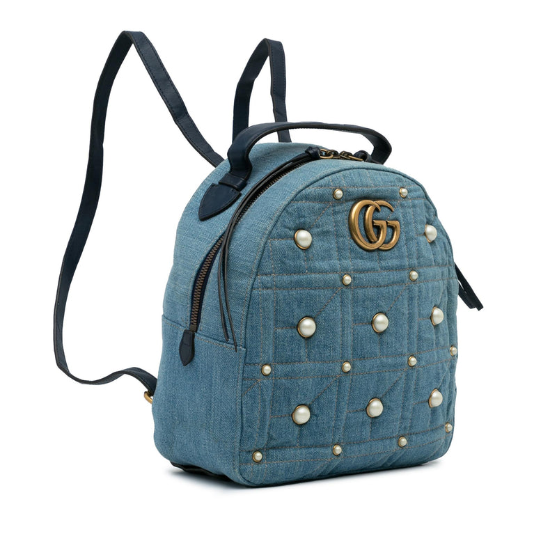 Gucci Small GG Marmont Pearl Denim Backpack (SHG-AWCod3)