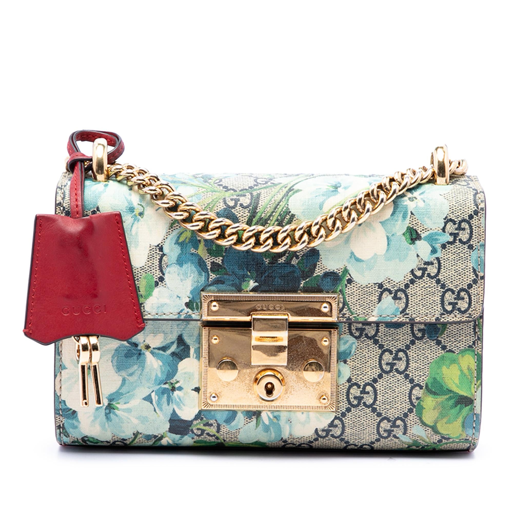 Gucci Small GG Supreme Blooms Padlock Crossbody