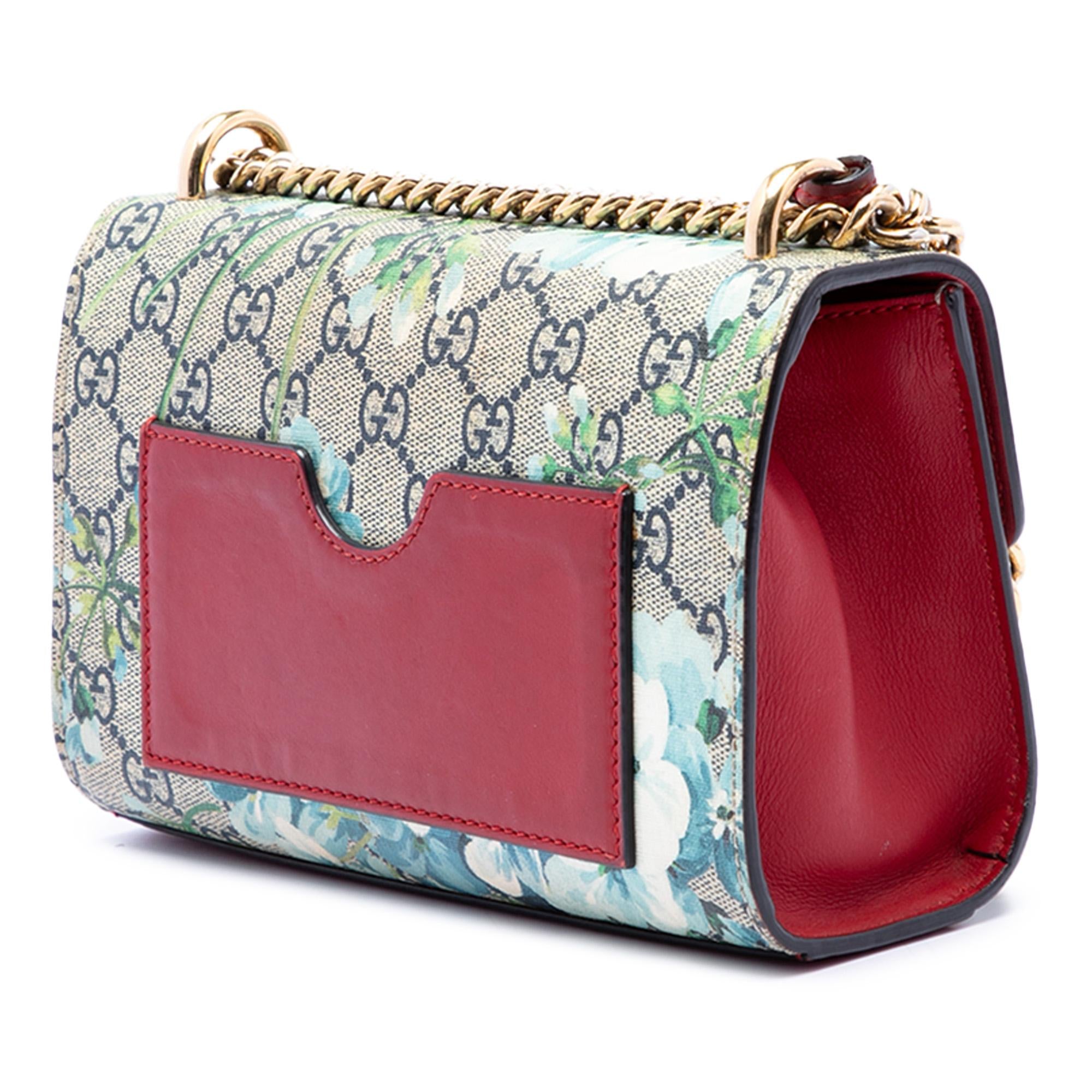 Gucci Small GG Supreme Blooms Padlock Crossbody