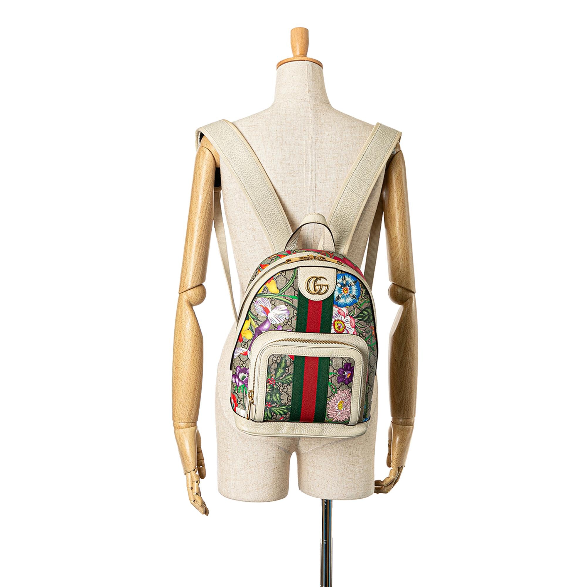 Gucci Small GG Supreme Flora Ophidia Backpack
