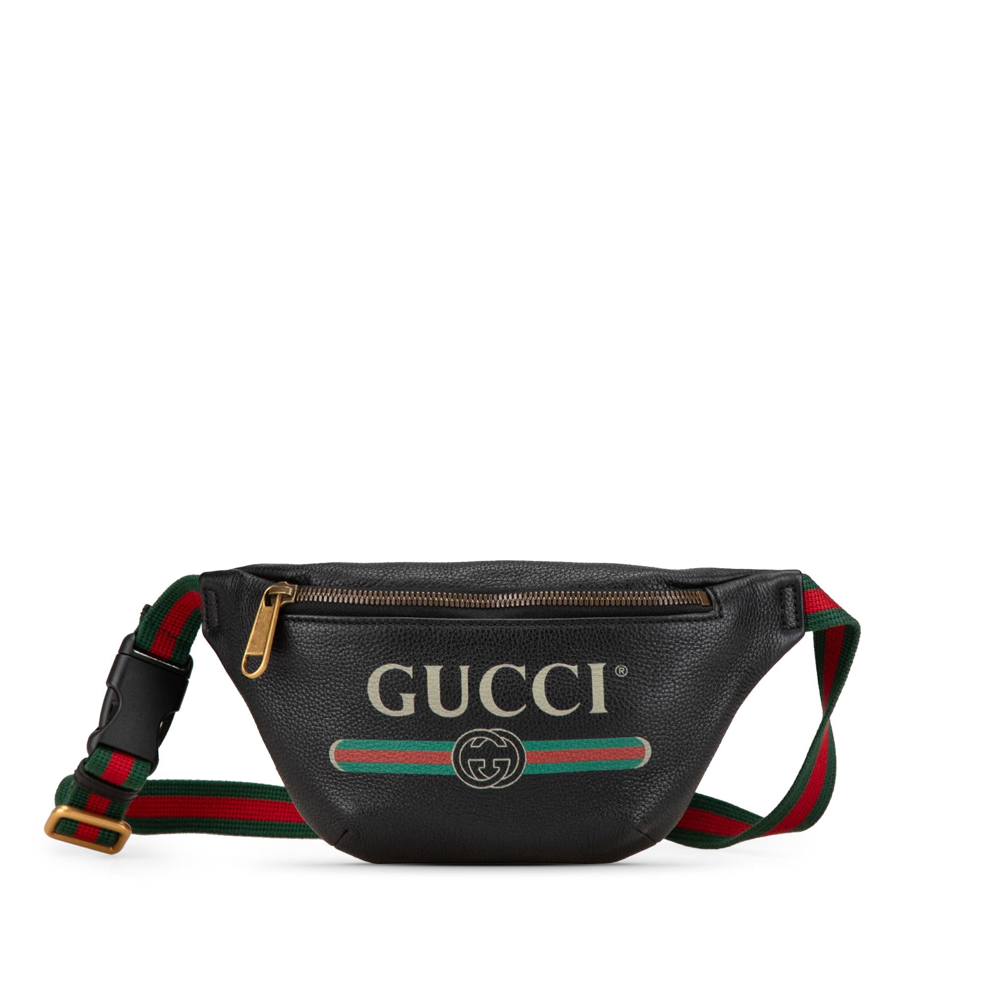 Gucci Small Grained Calfskin Web Logo Belt Bag