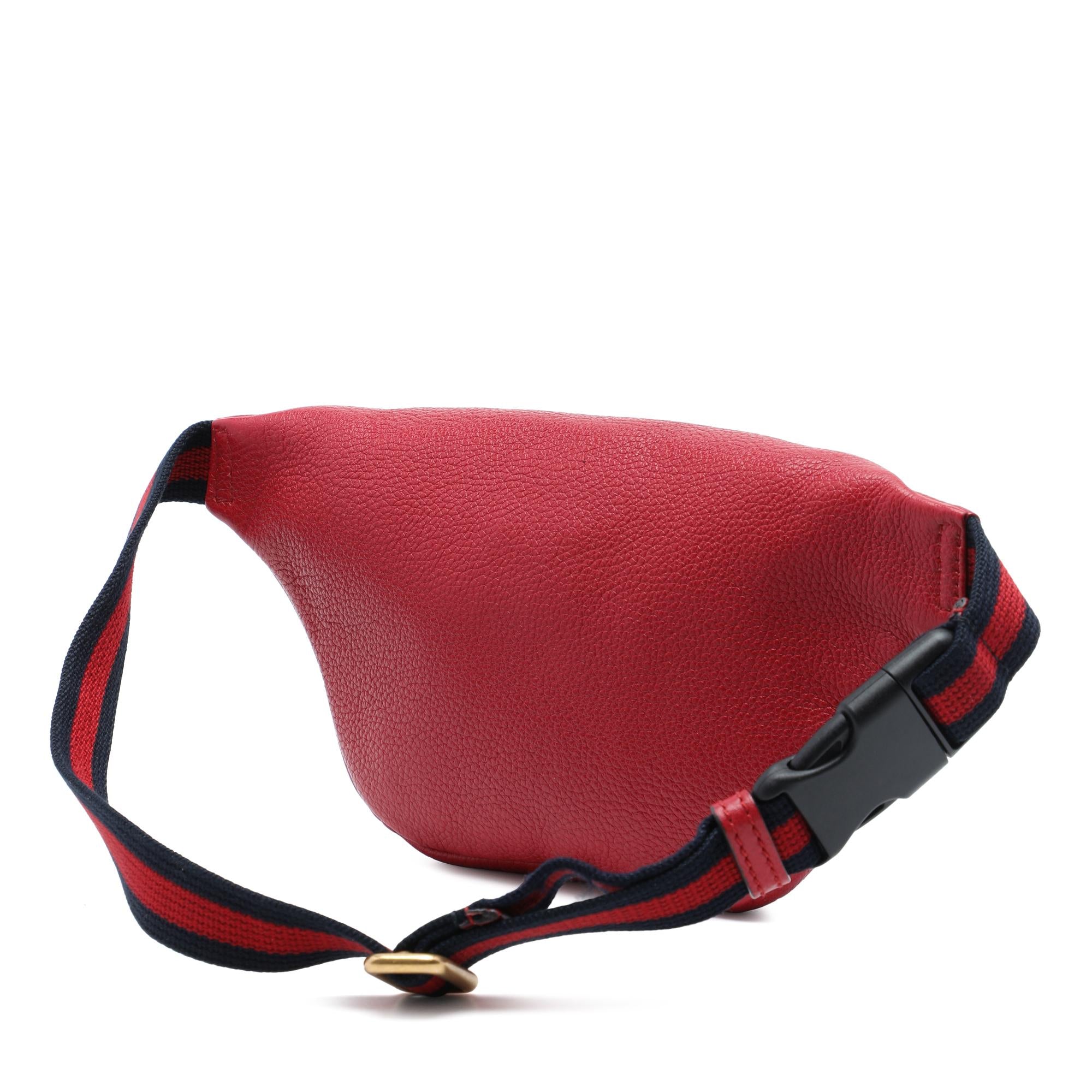 Gucci Small Grained Calfskin Web Logo Belt Bag