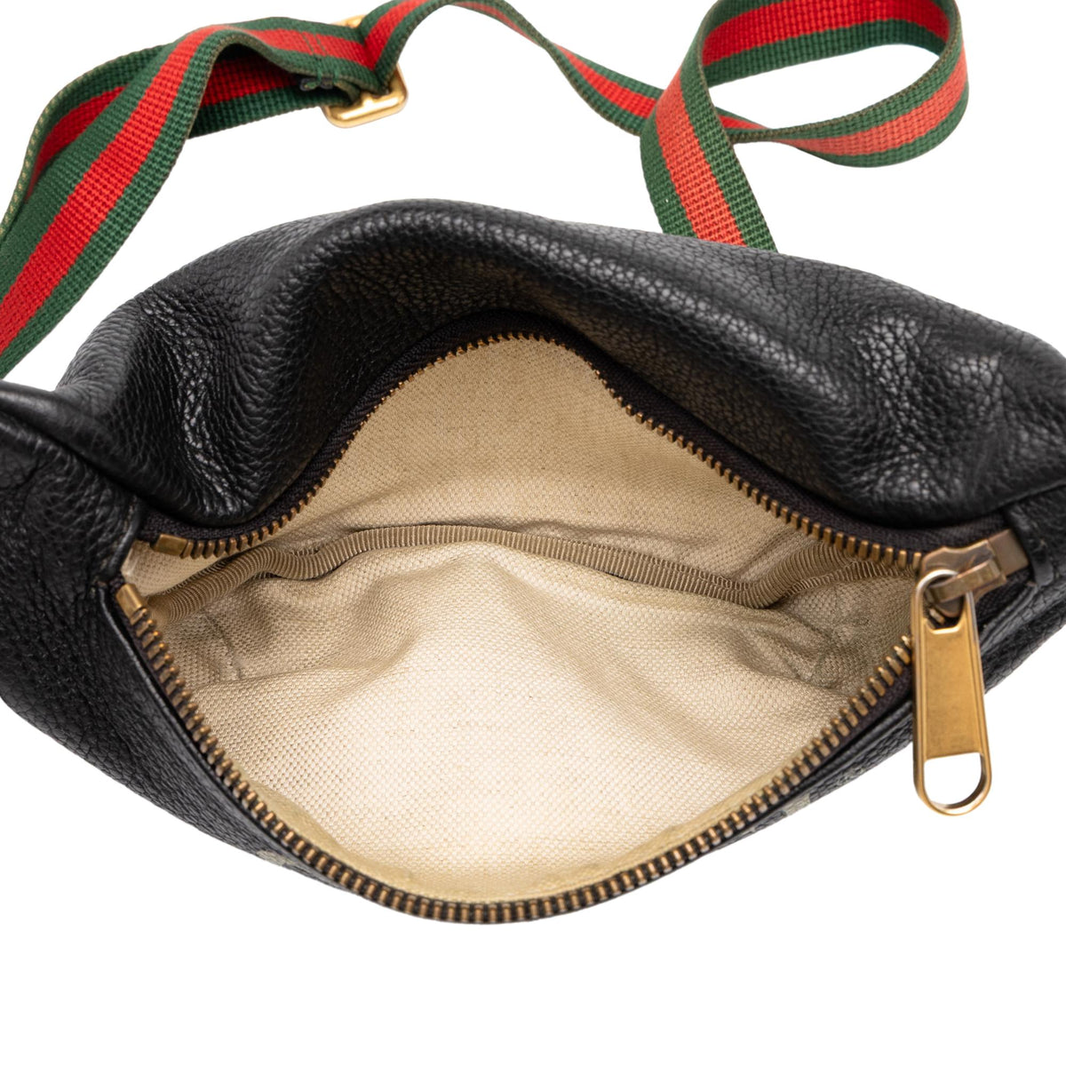 Gucci Small Grained Calfskin Web Logo Belt Bag