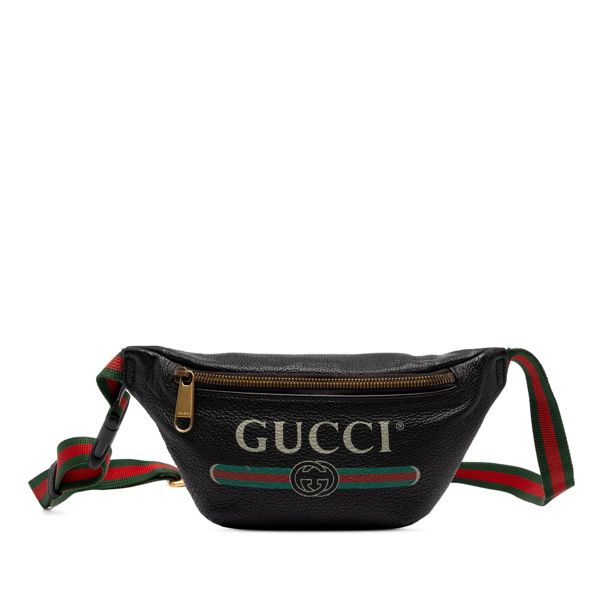 Gucci Small Grained Calfskin Web Logo Belt Bag