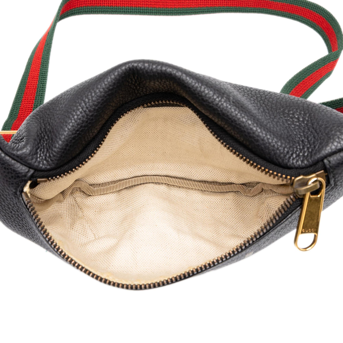 Gucci Small Grained Calfskin Web Logo Belt Bag