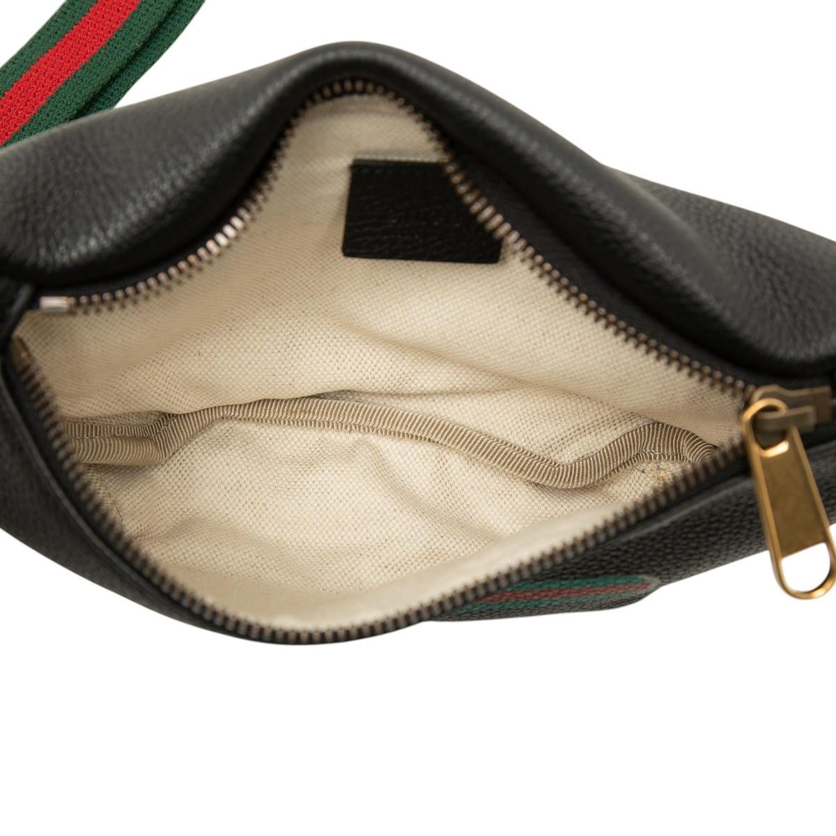 Gucci Small Grained Calfskin Web Logo Belt Bag