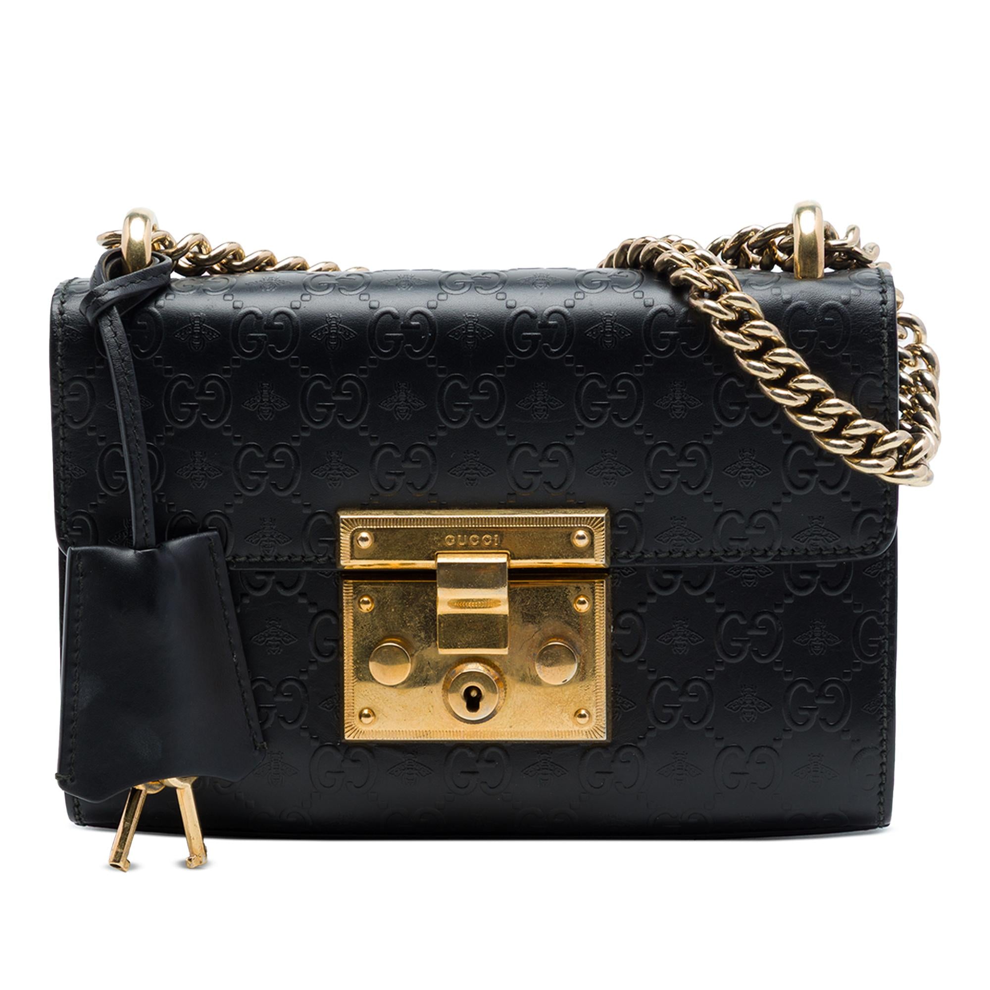 Gucci Small Guccissima Bee Padlock Crossbody