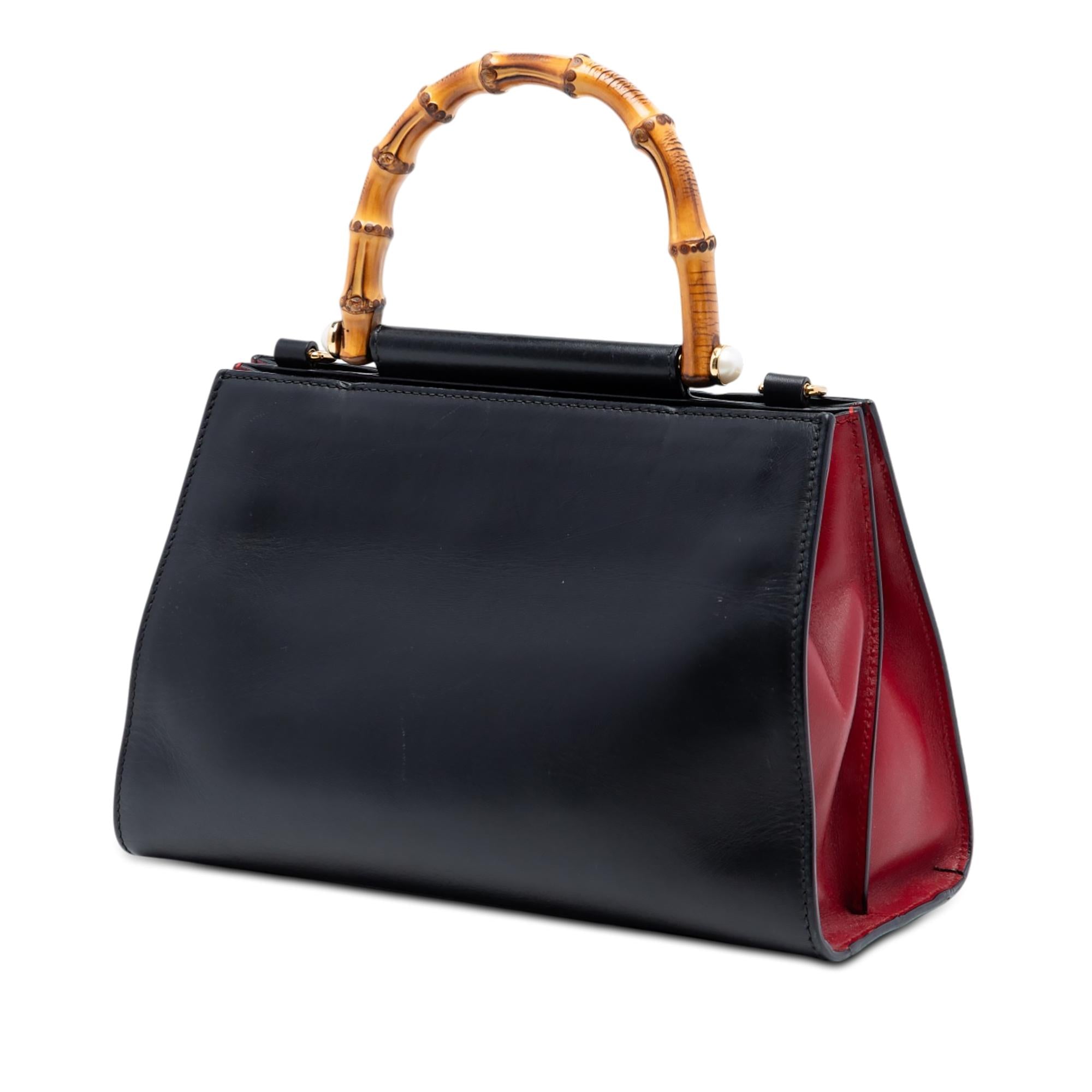 Gucci Small Leather Bamboo Nymphaea Web Satchel