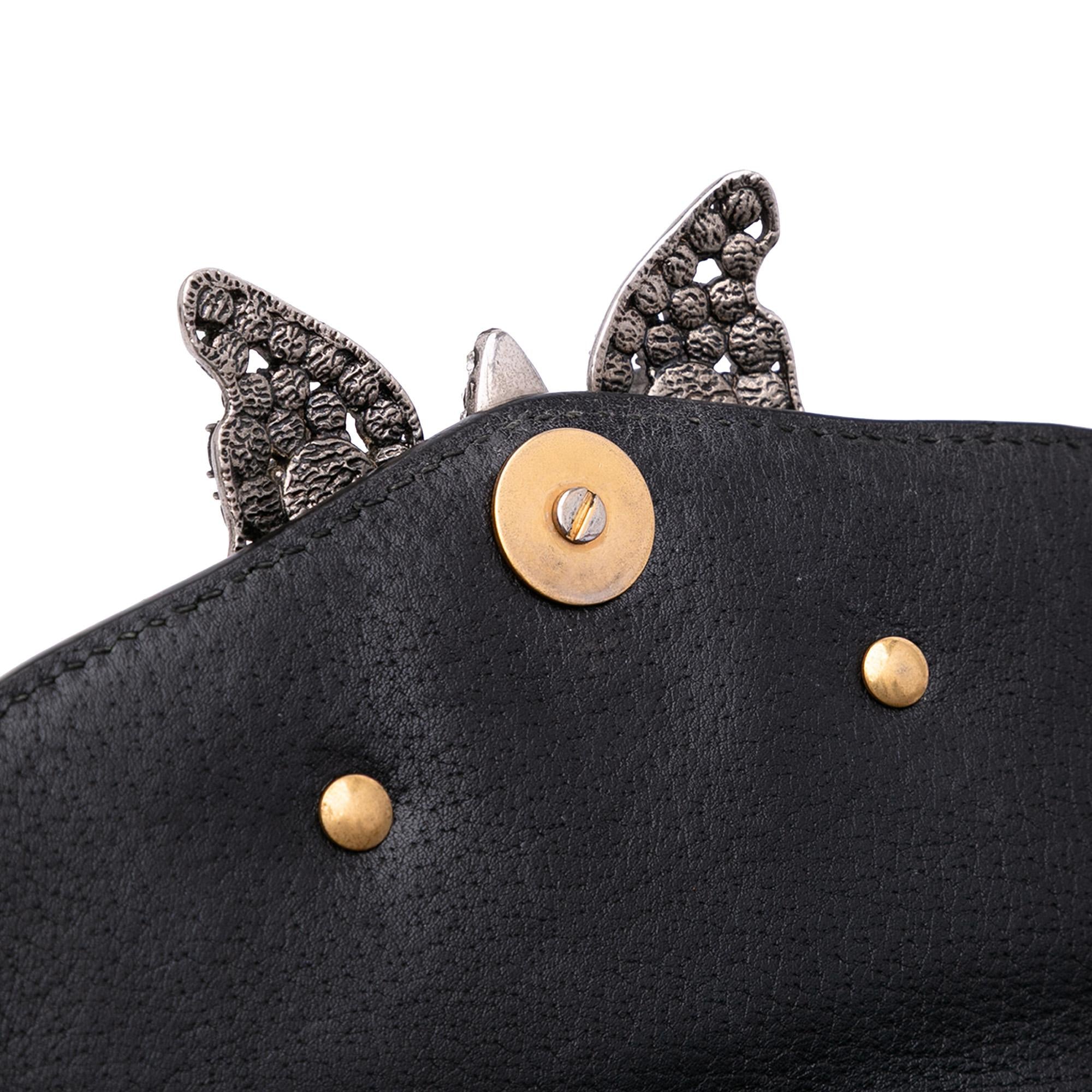 Gucci Small Leather Linea Totem Crystal Butterfly Crossbody