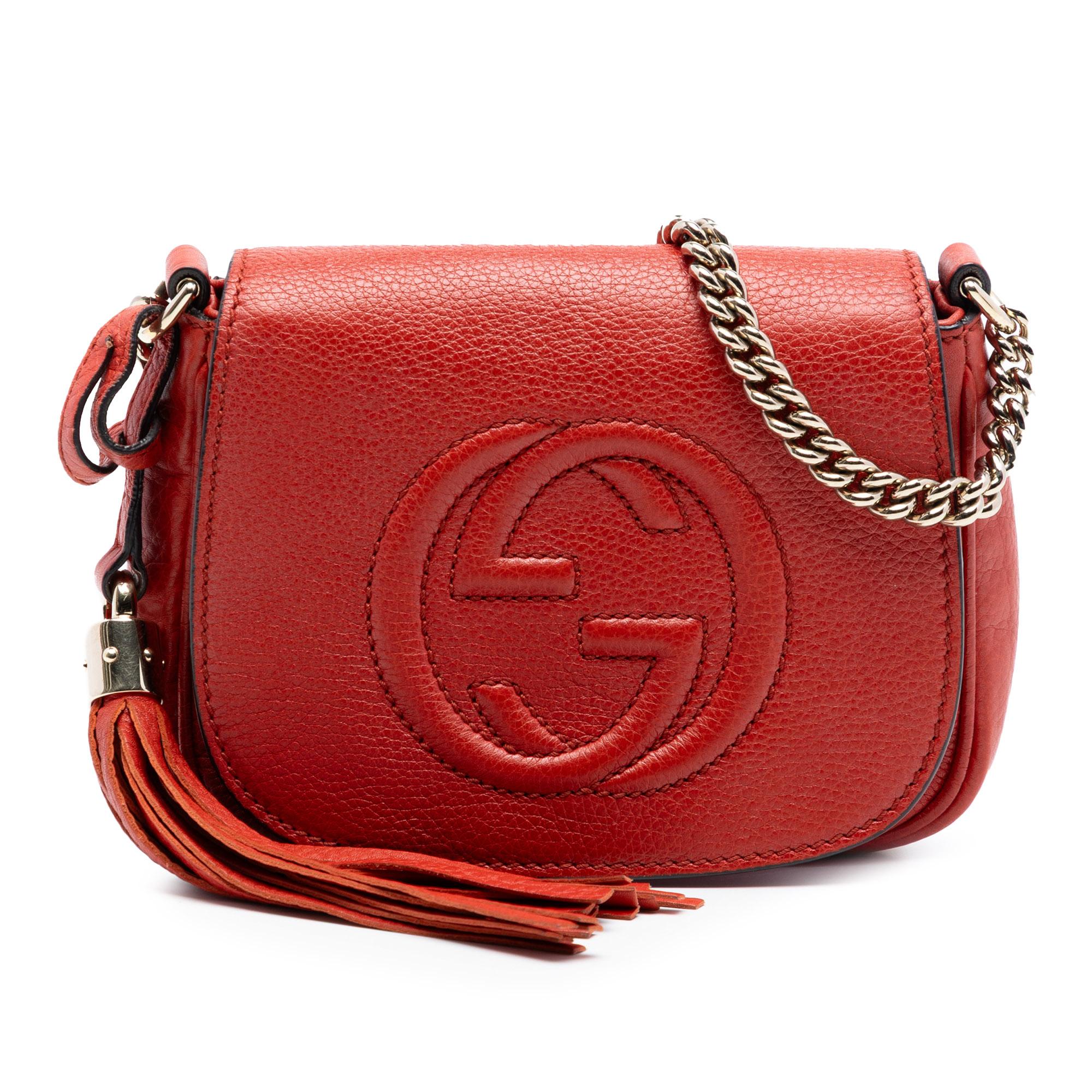 Gucci Small Leather Soho Chain Flap Crossbody