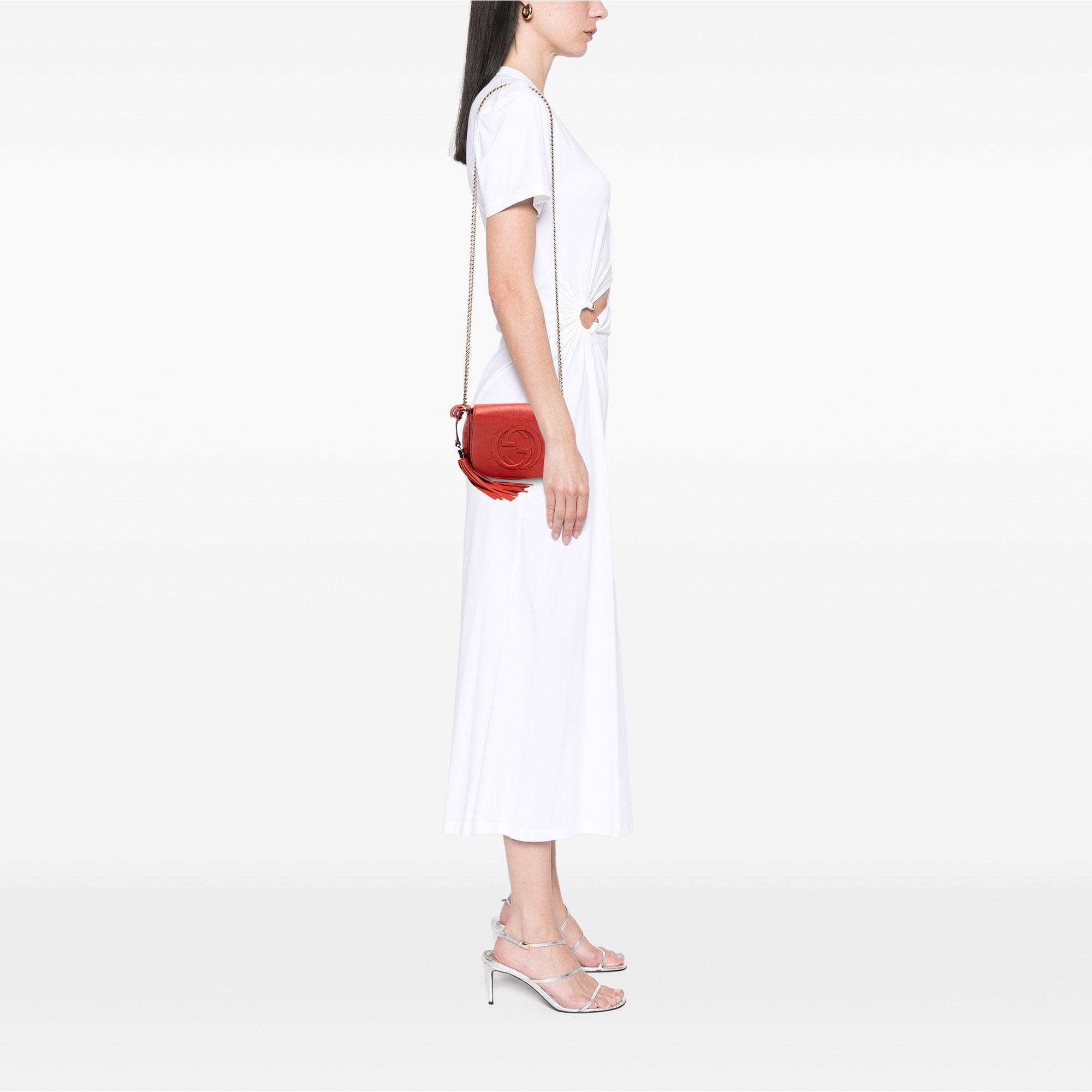 Gucci Small Leather Soho Chain Flap Crossbody