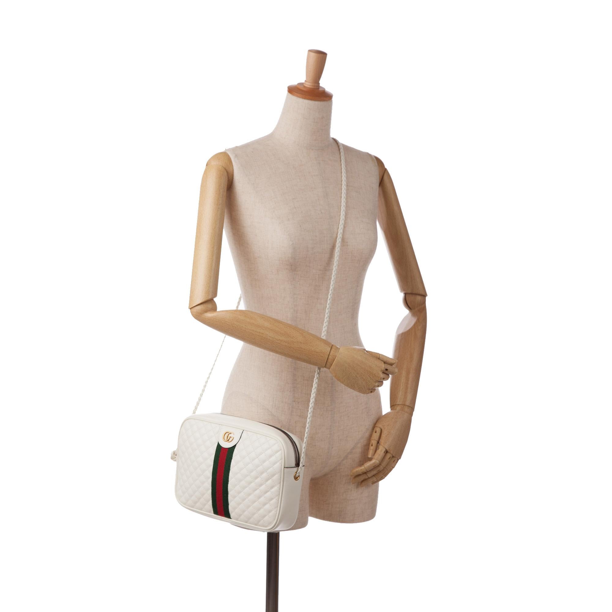 Gucci Small Leather Web Trapuntata Crossbody (SHG-3PW6zo)