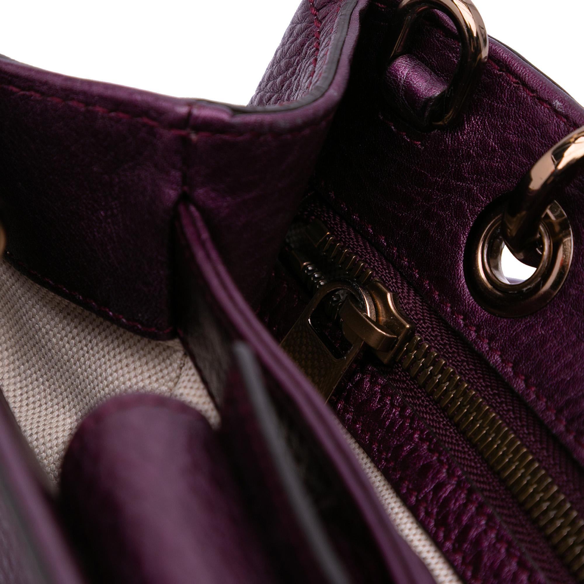 Gucci Small Metallic Calfskin Bamboo Shopper Satchel