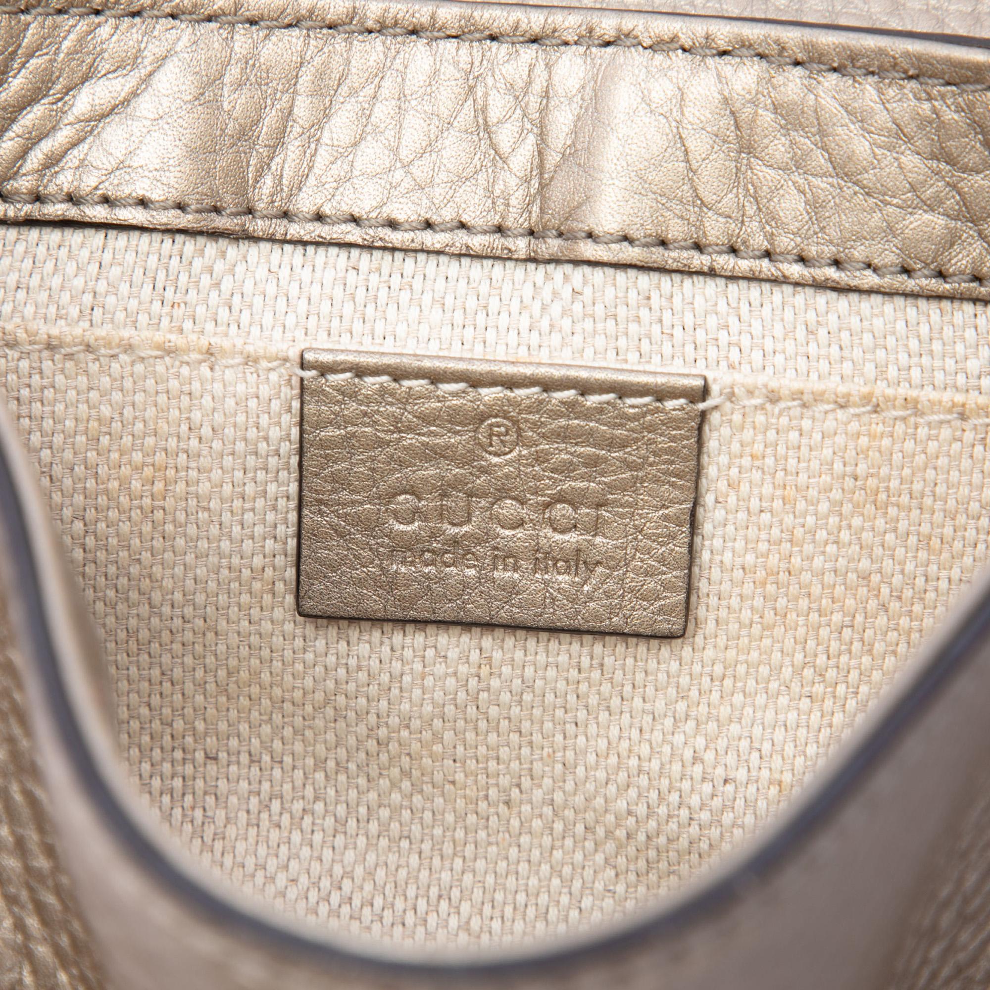 Gucci Small Metallic Leather Soho Chain Flap Crossbody