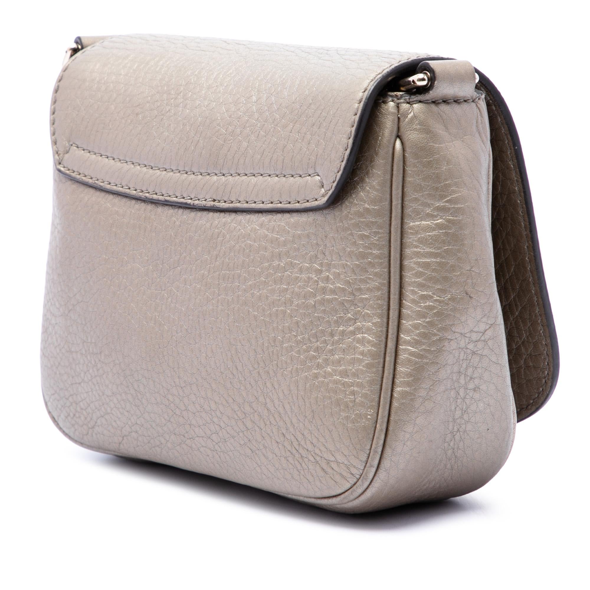 Gucci Small Metallic Leather Soho Chain Flap Crossbody