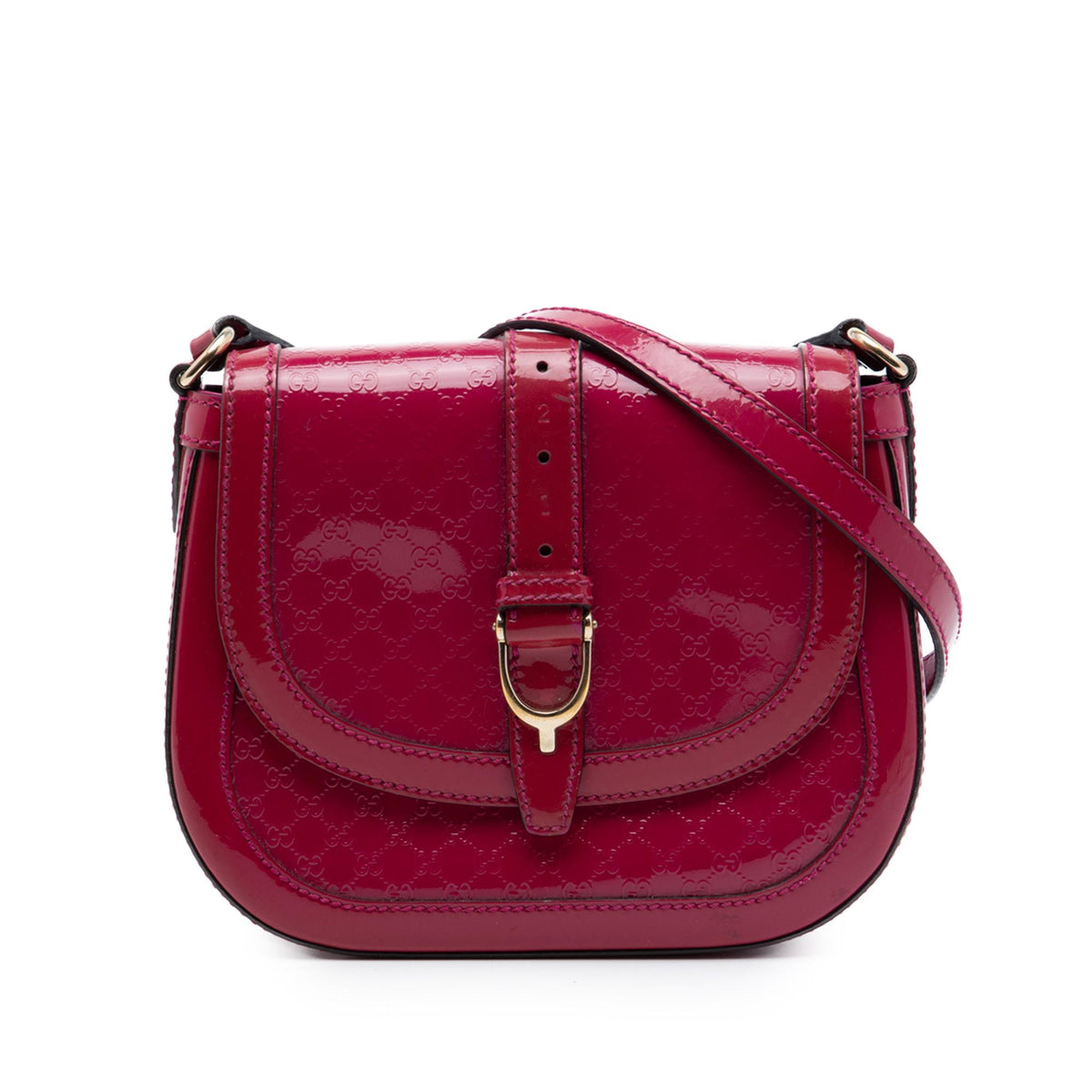Gucci Small Microguccissima Patent Stirrup Crossbody
