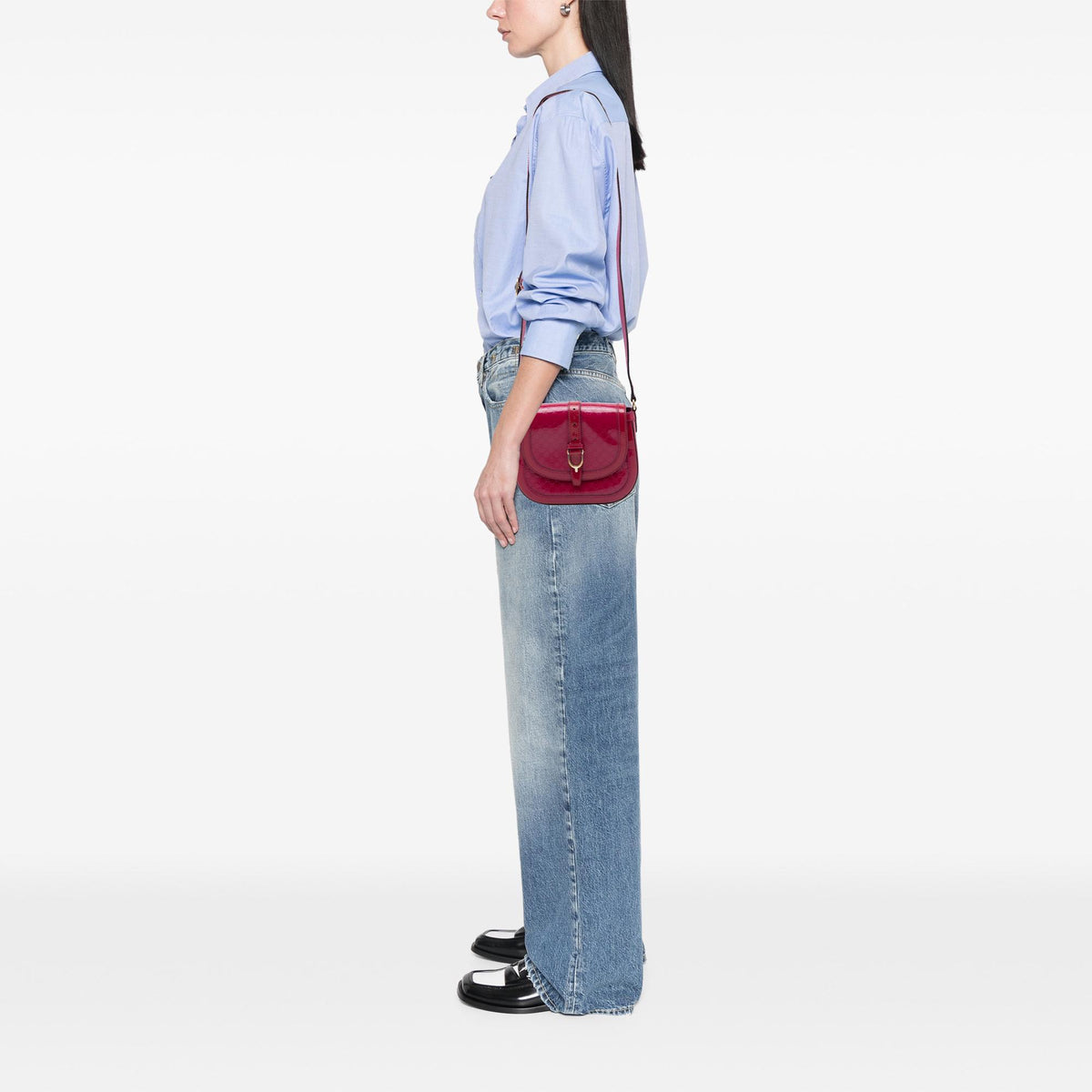 Gucci Small Microguccissima Patent Stirrup Crossbody