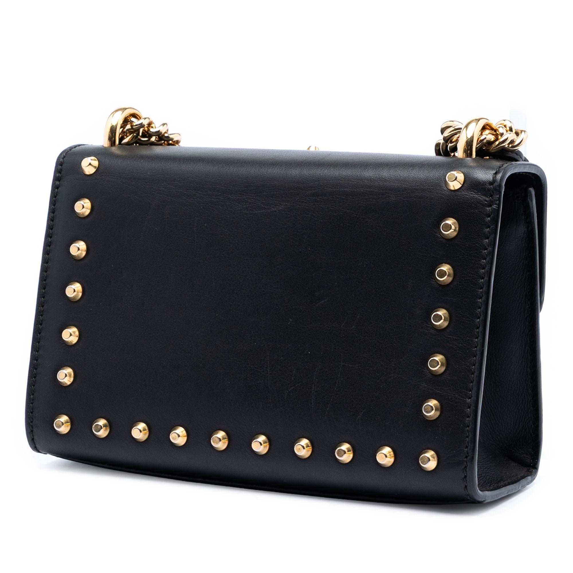 Gucci Small Pearl Studded Leather Padlock Crossbody