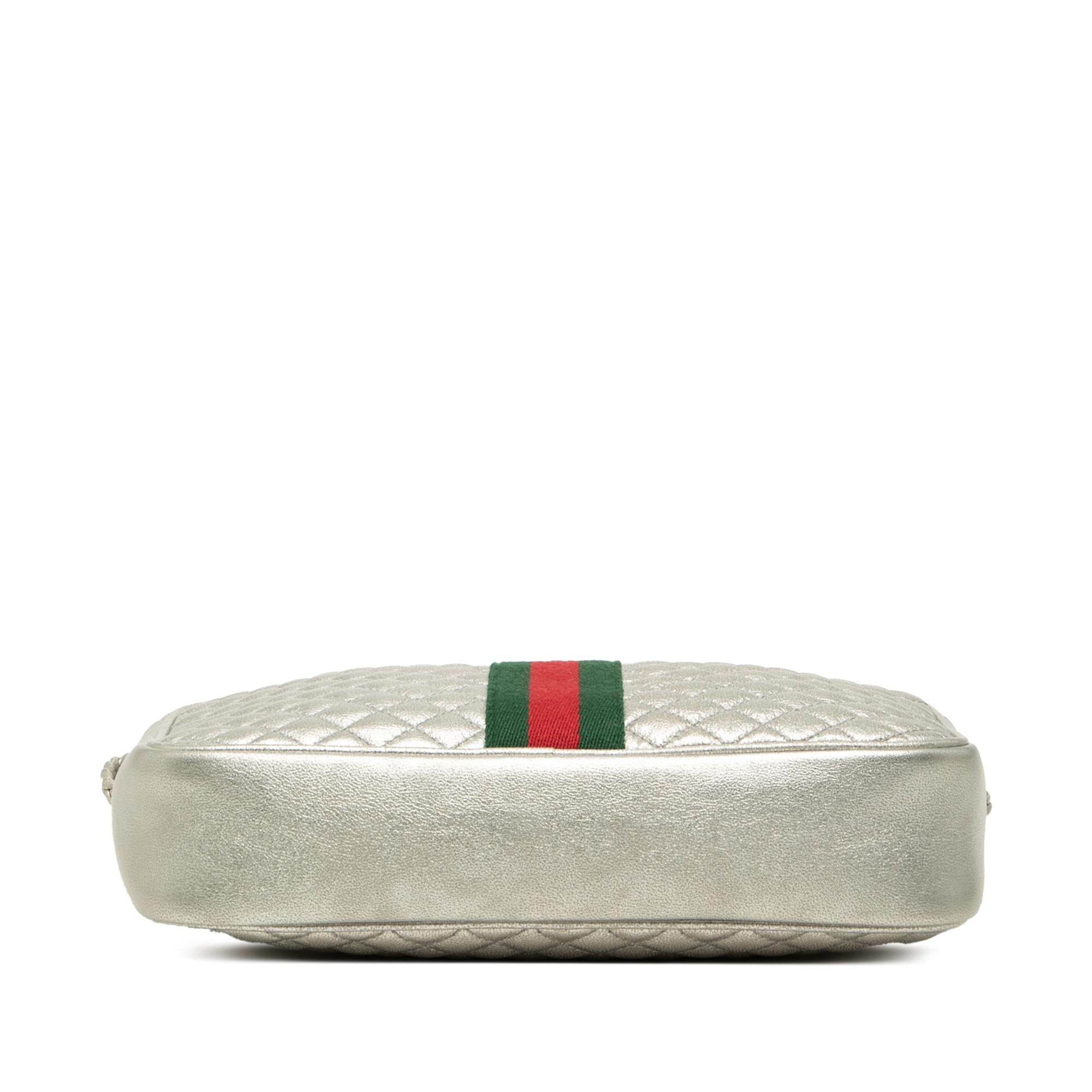Gucci Small Quilted Metallic Calfskin Web Trapuntata Crossbody