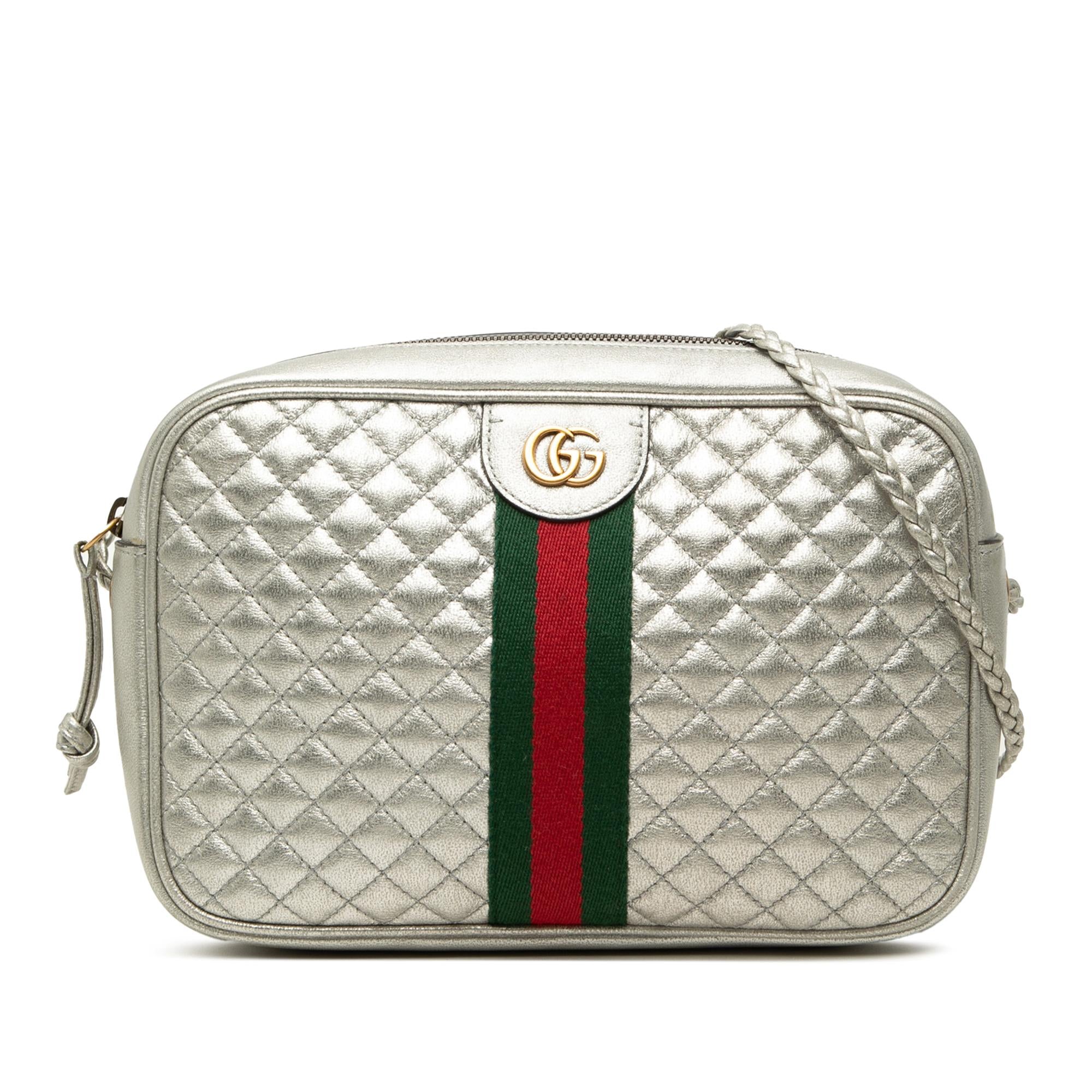Gucci Small Quilted Metallic Calfskin Web Trapuntata Crossbody