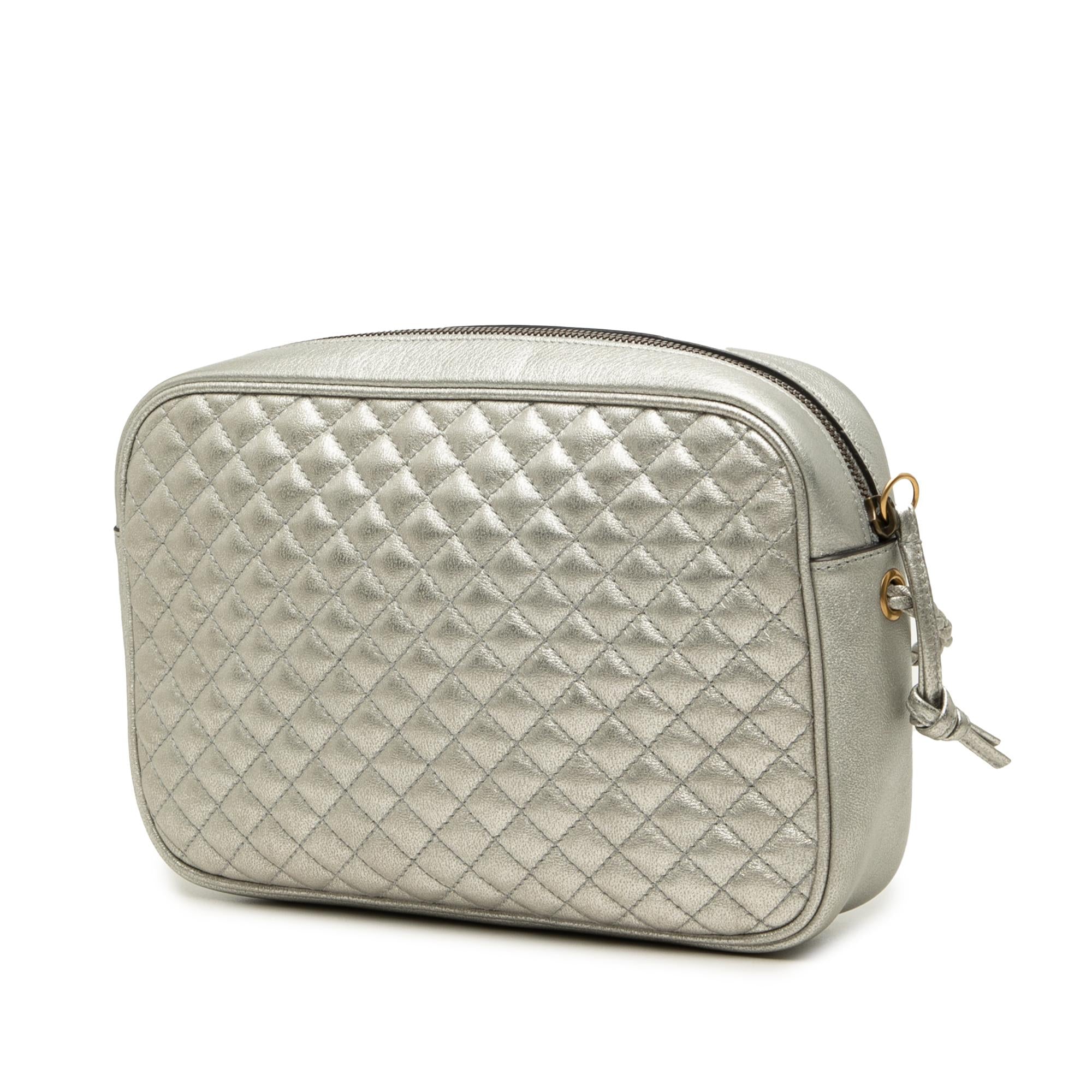 Gucci Small Quilted Metallic Calfskin Web Trapuntata Crossbody
