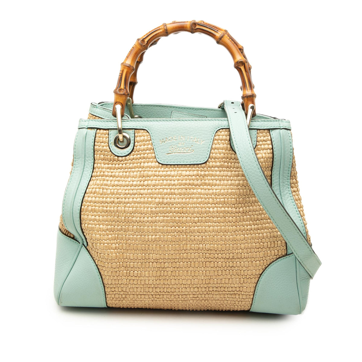 Gucci Small Raffia Bamboo Shopper Satchel