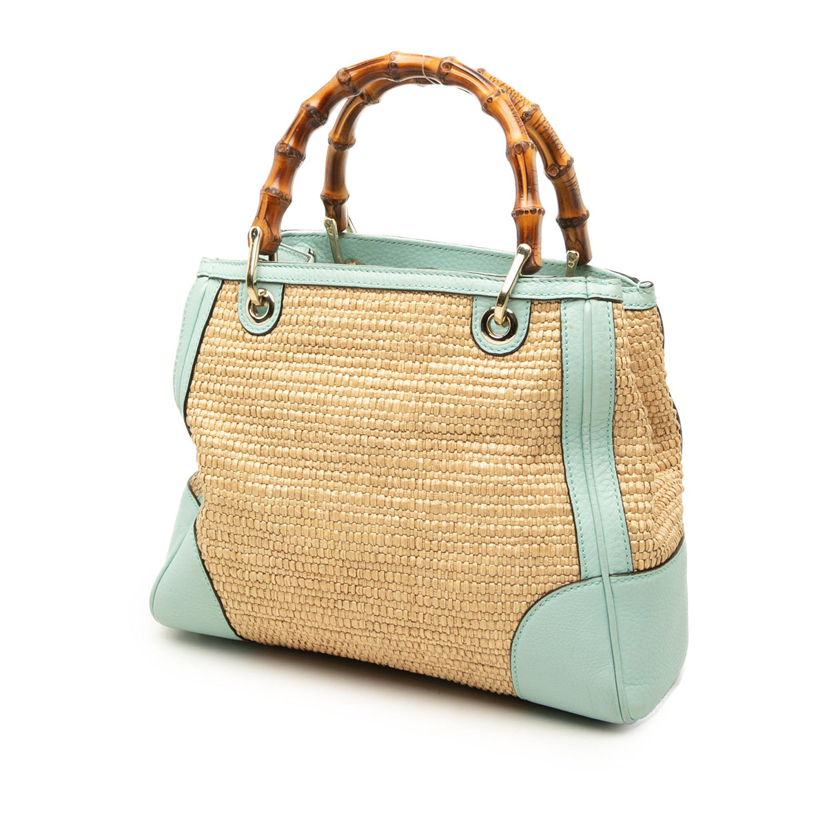 Gucci Small Raffia Bamboo Shopper Satchel