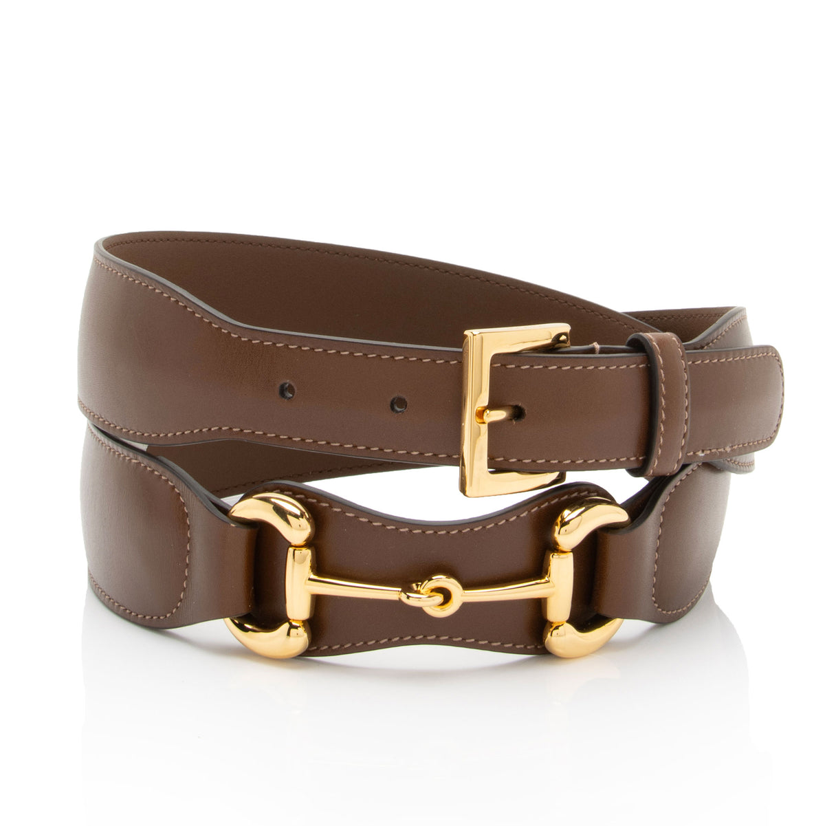 Gucci Microguccissima Leather Slim Horsebit Buckle Belt Metallic Brown Size:36 Gucci Women main image 3