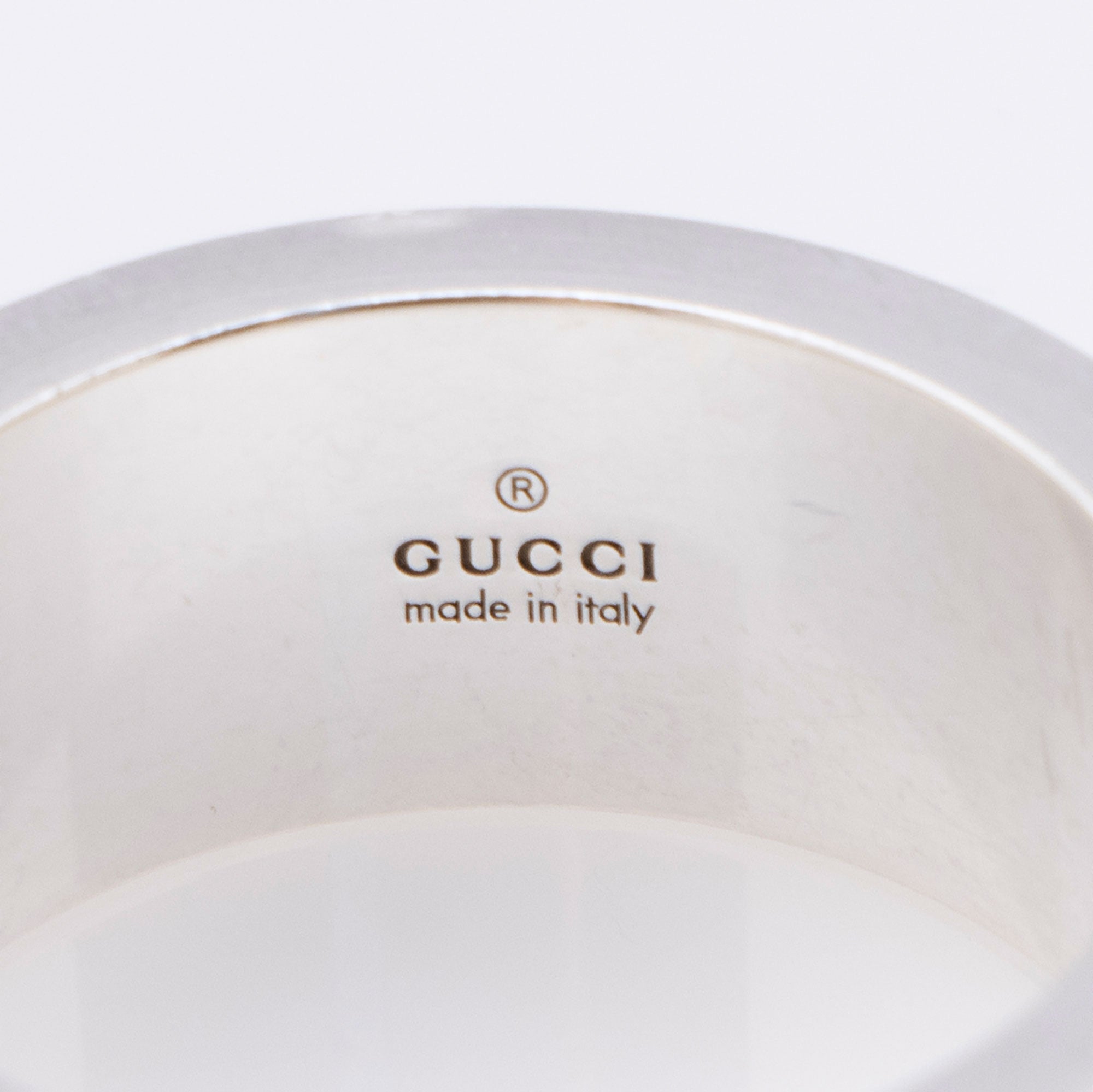 Gucci Sterling Silver GG Bee Wide Ring - Size 8 1/4