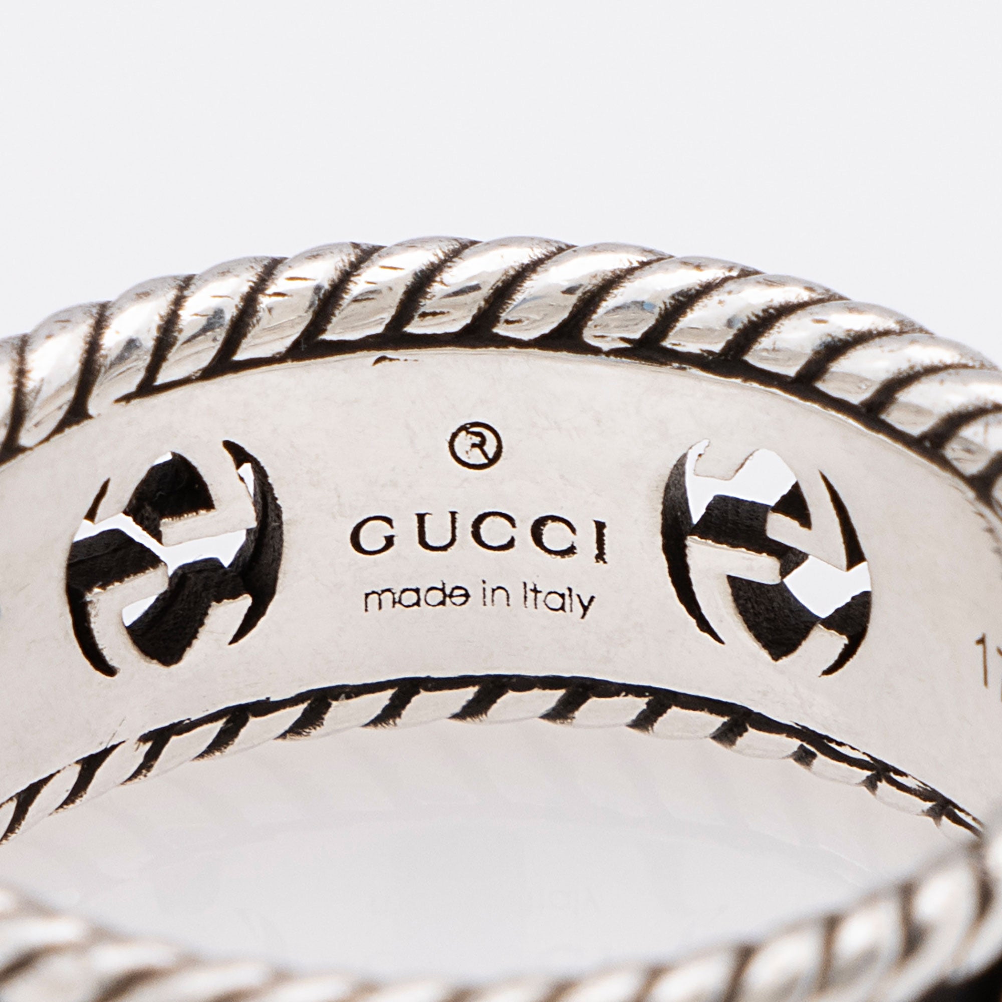 Gucci Sterling Silver Interlocking G Flower Ring - Size 8